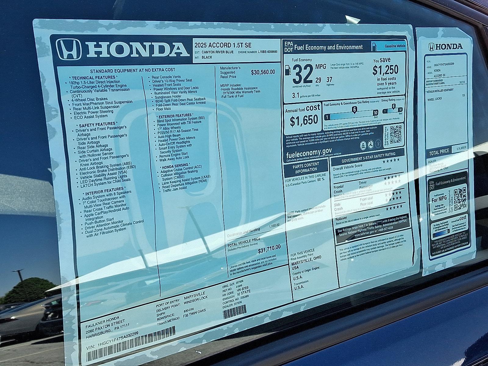 2025 Honda Accord Sedan Vehicle Photo in Harrisburg, PA 17111