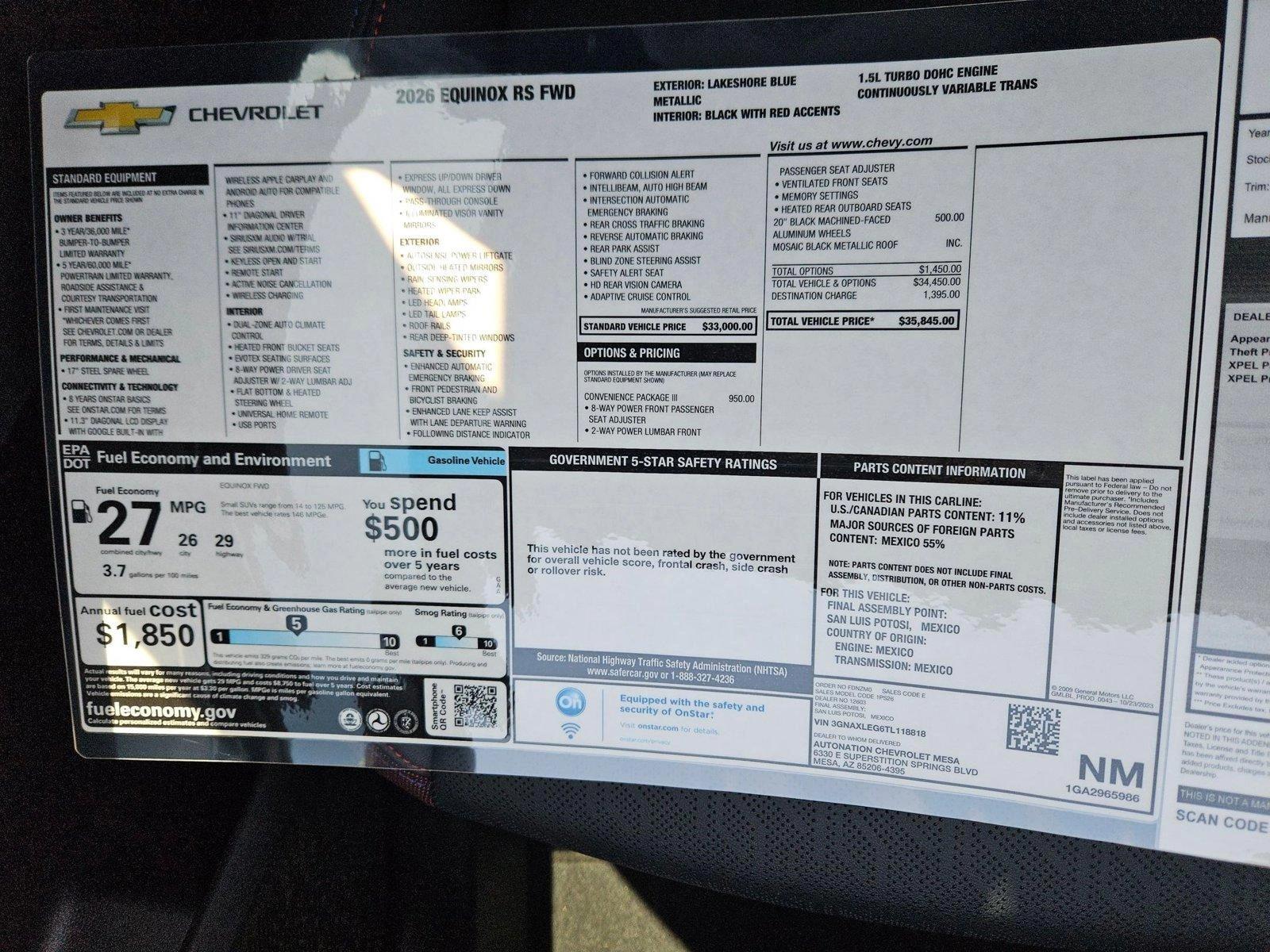 2026 Chevrolet Equinox Vehicle Photo in MESA, AZ 85206-4395