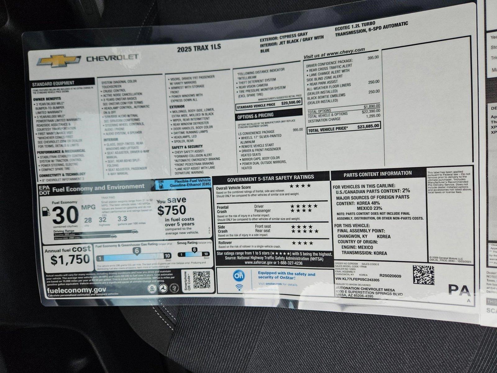 2025 Chevrolet Trax Vehicle Photo in MESA, AZ 85206-4395