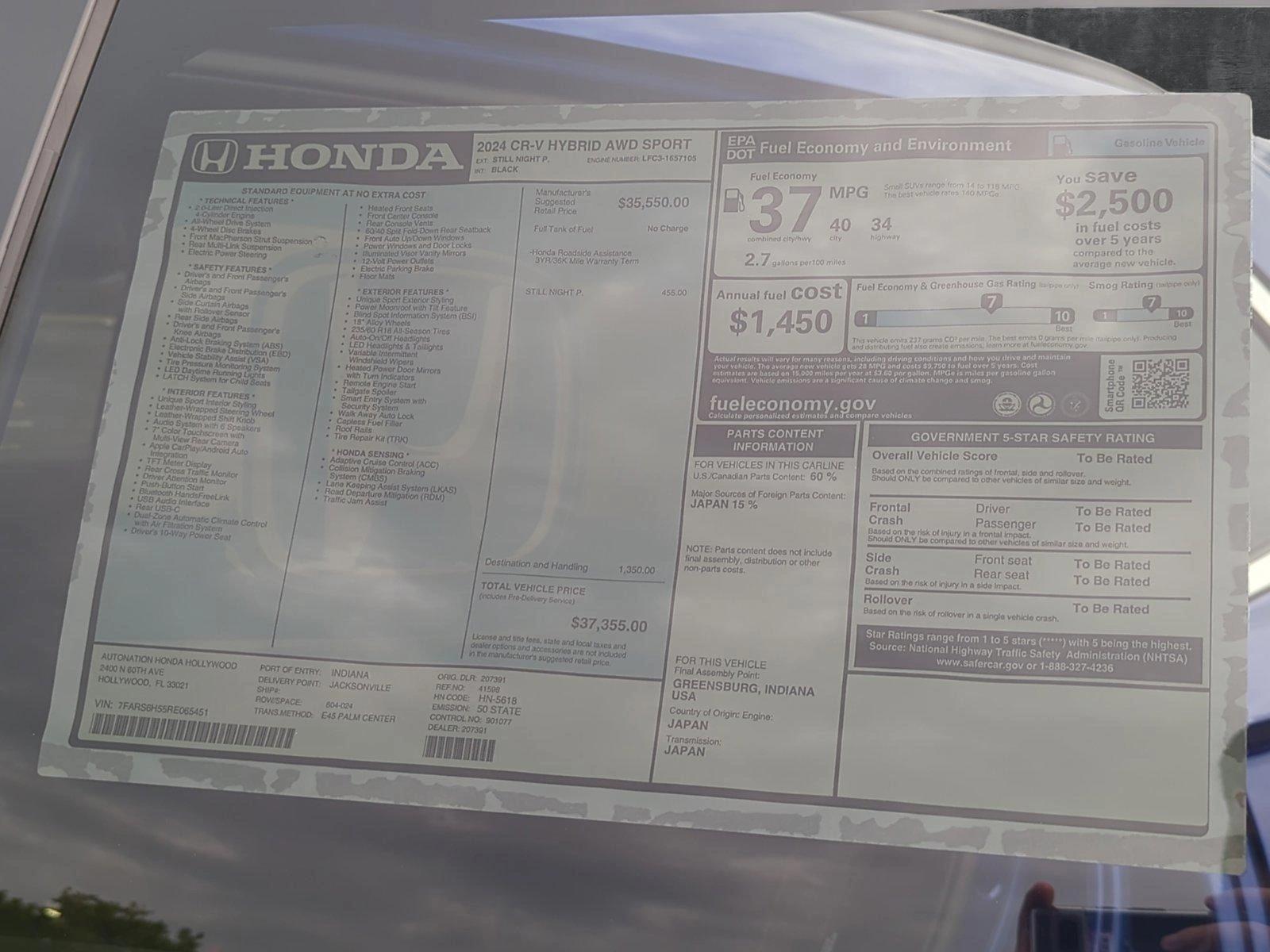 2024 Honda CR-V Hybrid Vehicle Photo in Hollywood, FL 33021