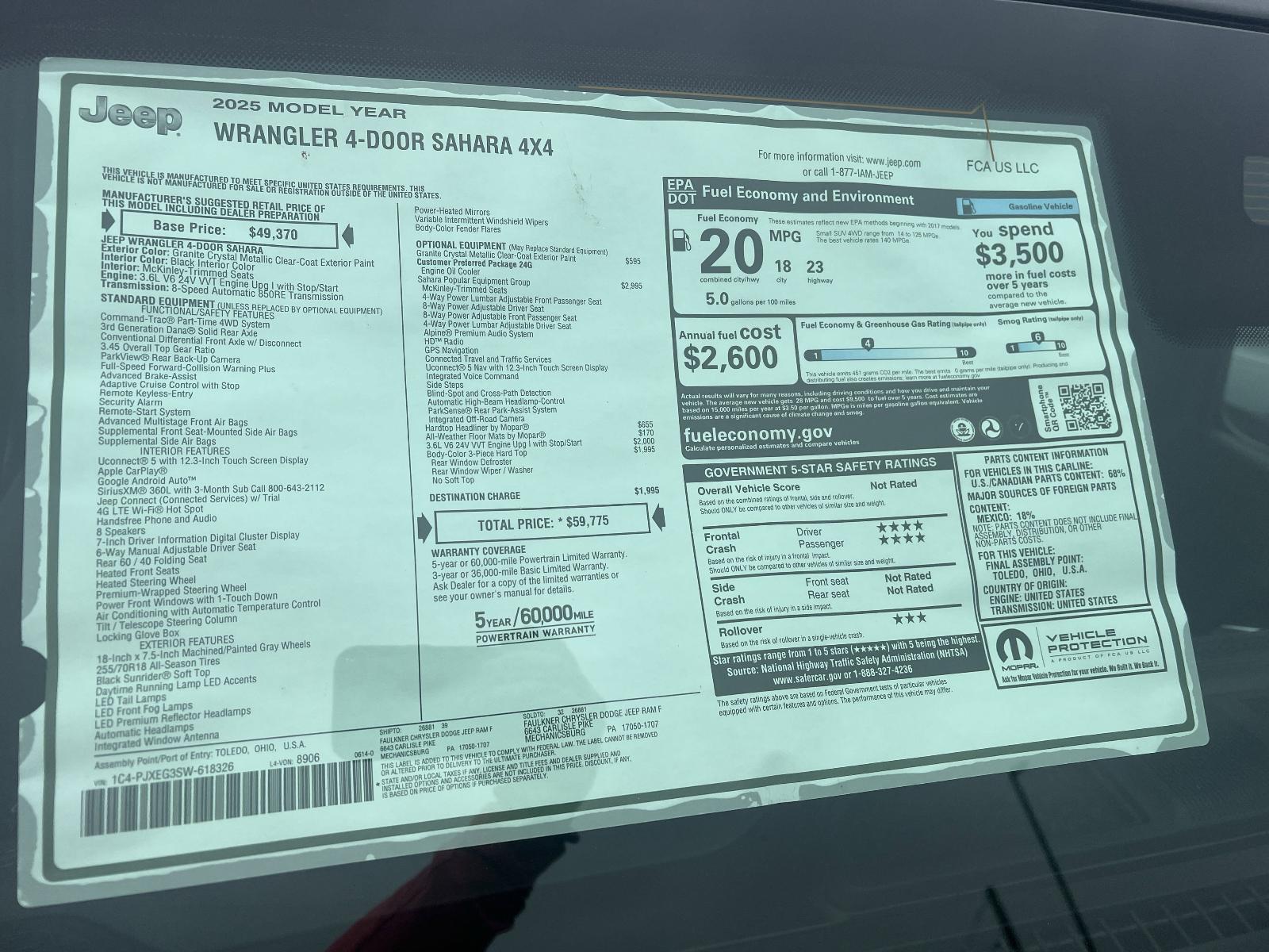 2025 Jeep Wrangler Vehicle Photo in Mechanicsburg, PA 17050-1707