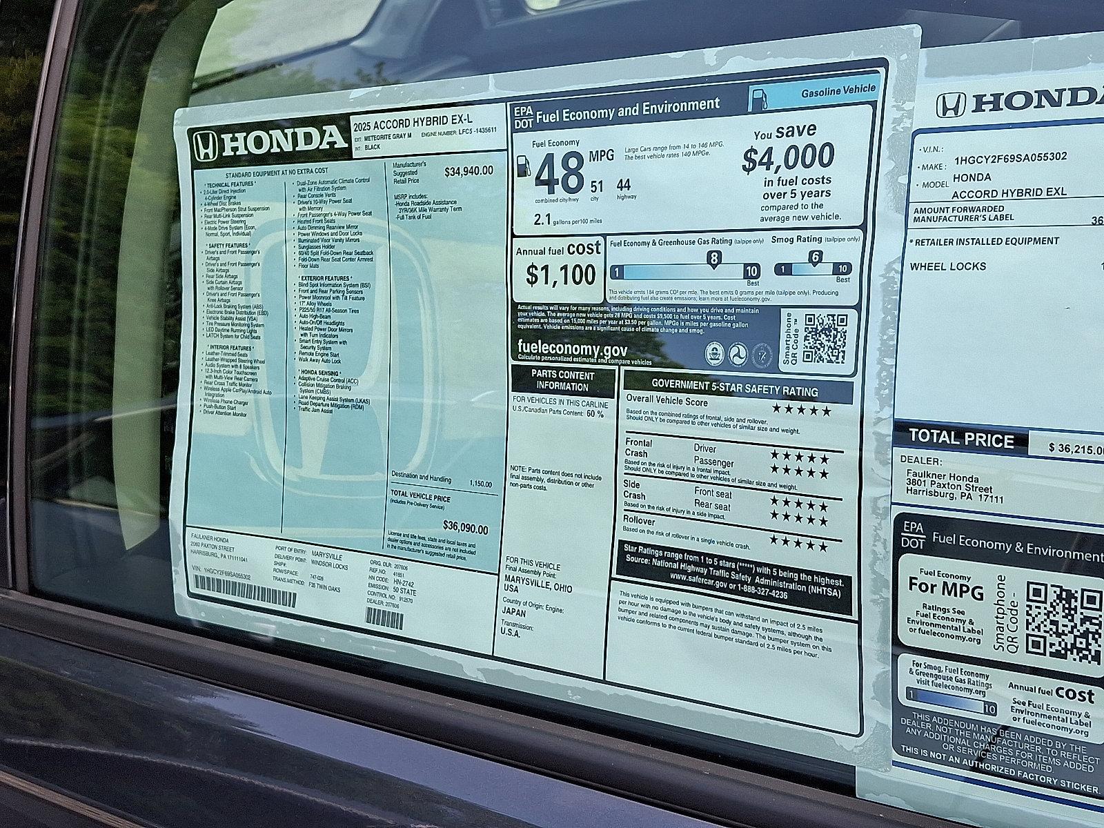 2025 Honda Accord Hybrid Vehicle Photo in Harrisburg, PA 17111