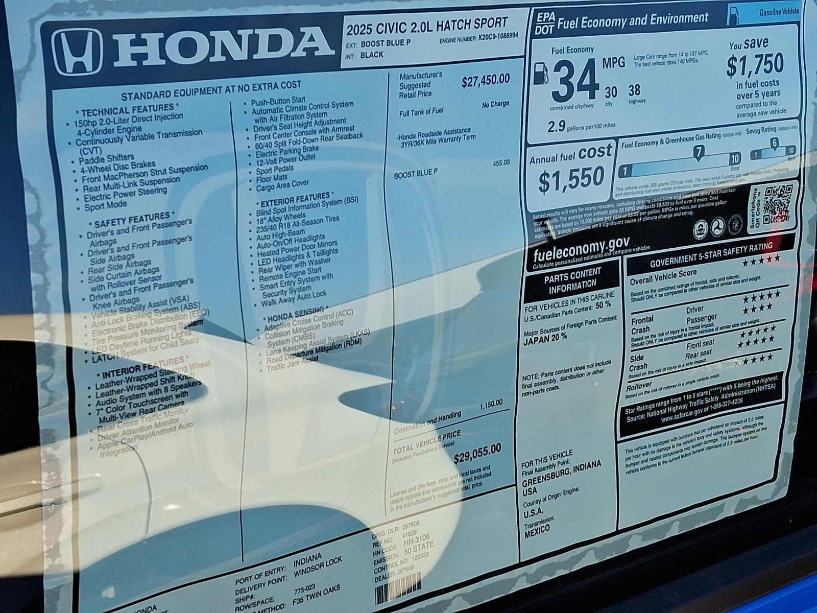 2025 Honda Civic Hatchback Vehicle Photo in Harrisburg, PA 17111