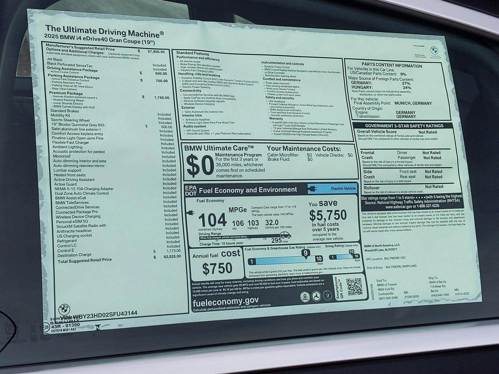 2025 BMW i4 Vehicle Photo in Bel Air, MD 21014