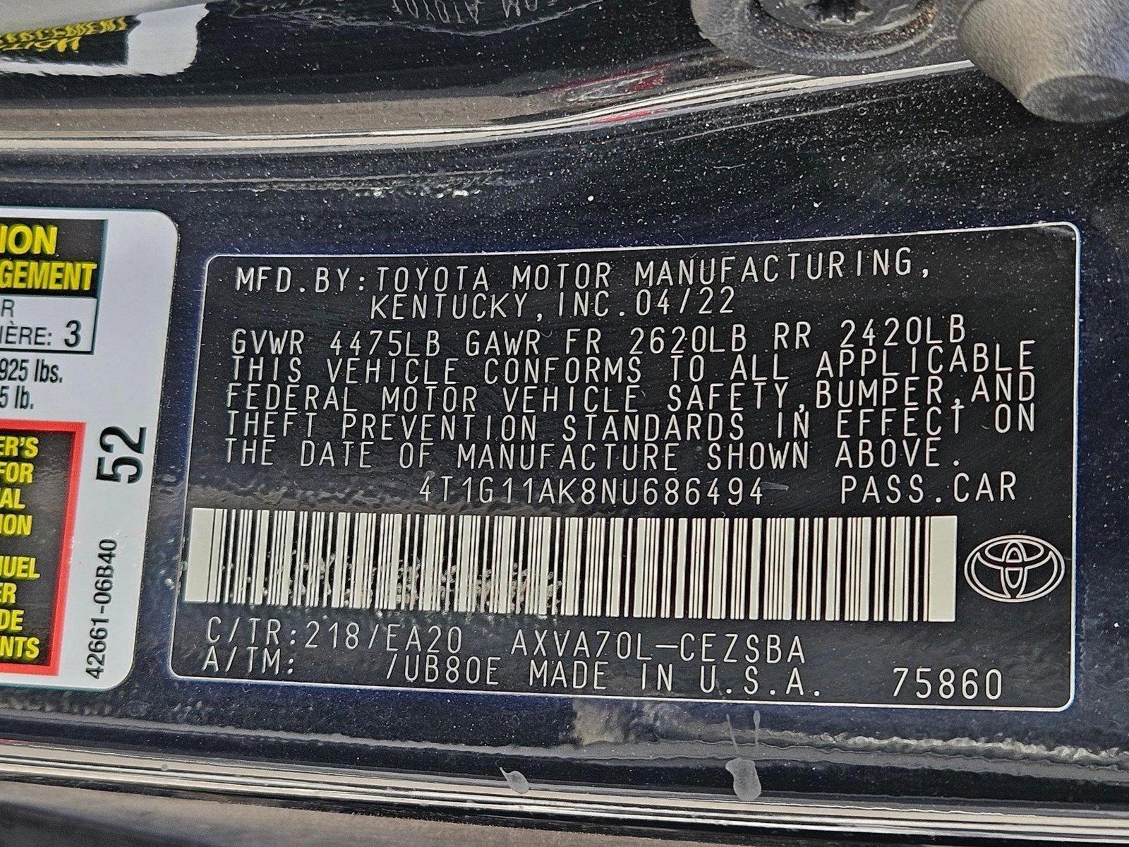 2022 Toyota Camry Vehicle Photo in HENDERSON, NV 89014-6702