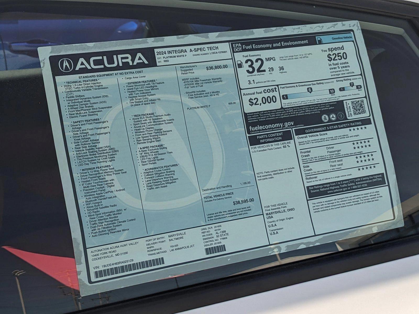 2024 Acura Integra Vehicle Photo in Cockeysville, MD 21030-2508