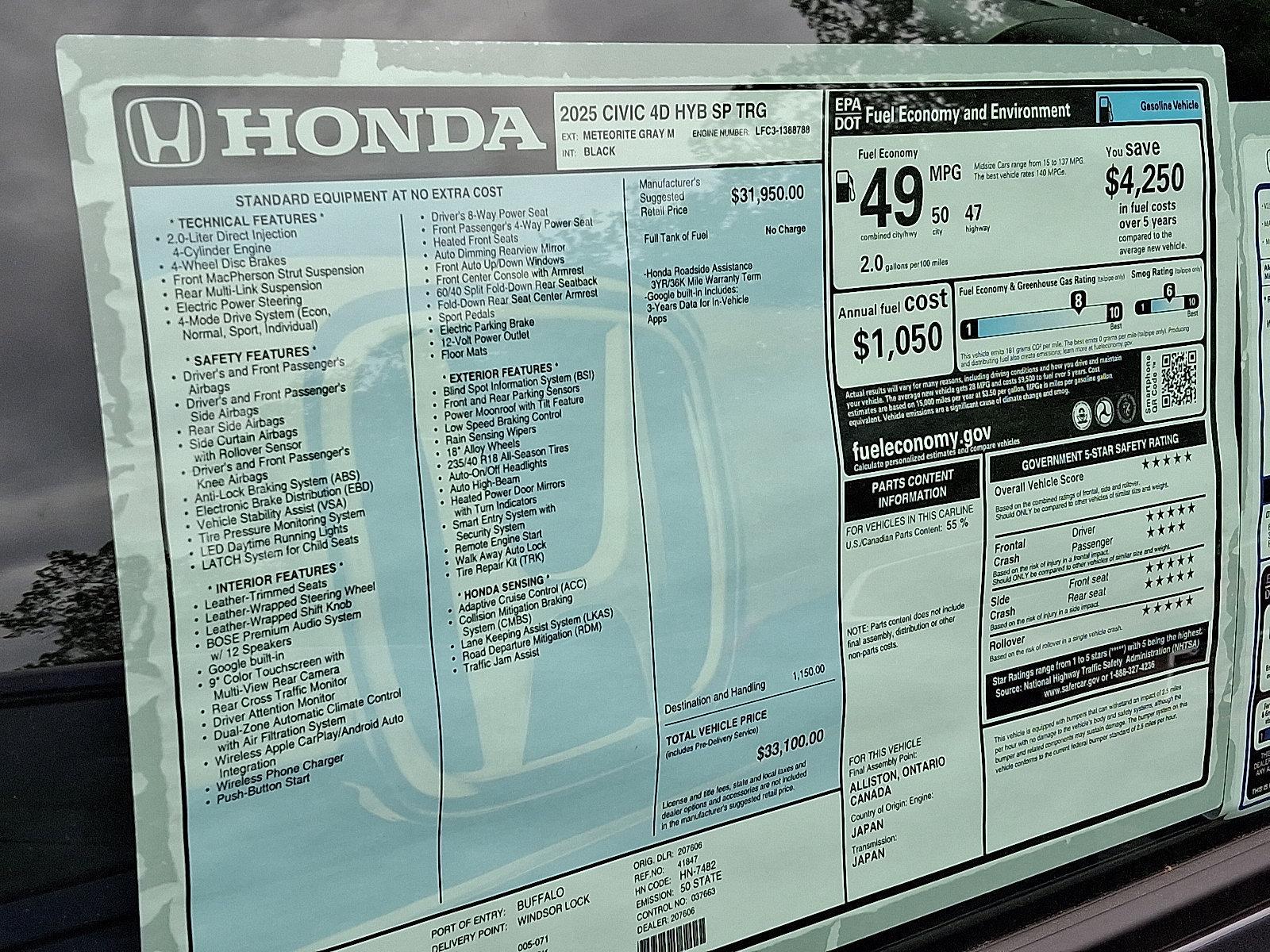 2025 Honda Civic Sedan Hybrid Vehicle Photo in Harrisburg, PA 17111