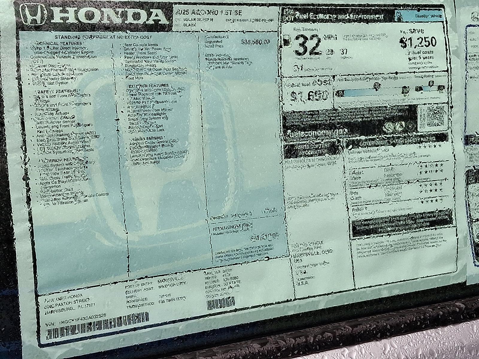 2025 Honda Accord Sedan Vehicle Photo in Harrisburg, PA 17111