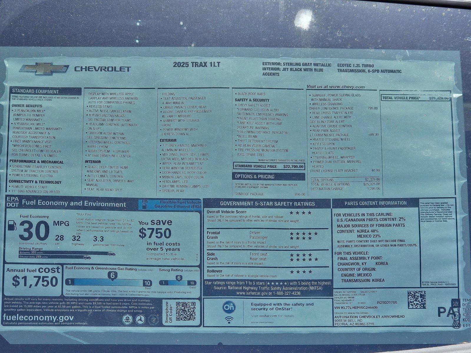 2025 Chevrolet Trax Vehicle Photo in PEORIA, AZ 85382-3715