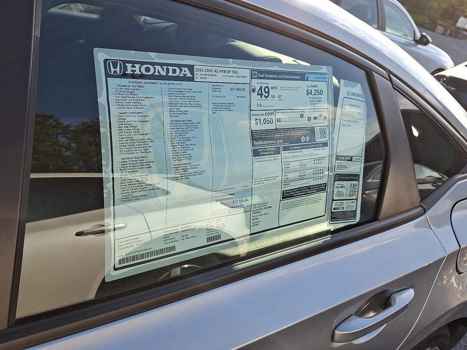 2025 Honda Civic Sedan Hybrid Vehicle Photo in Harrisburg, PA 17111