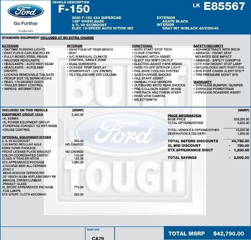 Used 2020 Ford F-150 XL with VIN 1FTEX1EP0LKE85567 for sale in Sullivan, MO