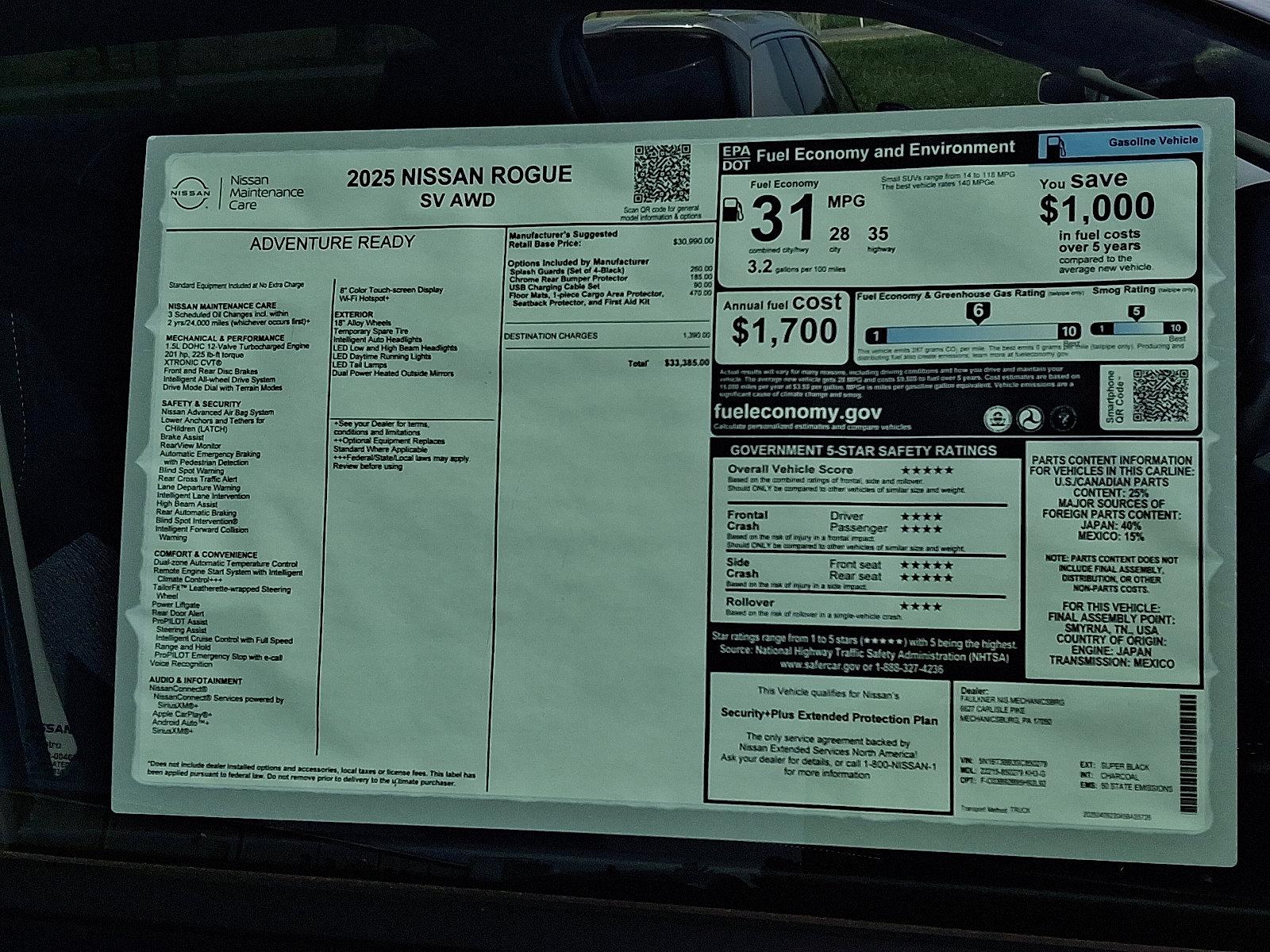 2025 Nissan Rogue Vehicle Photo in Mechanicsburg, PA 17050-2306