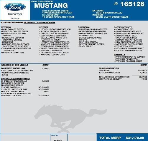 Used 2018 Ford Mustang EcoBoost with VIN 1FA6P8TH0J5165126 for sale in Sullivan, MO