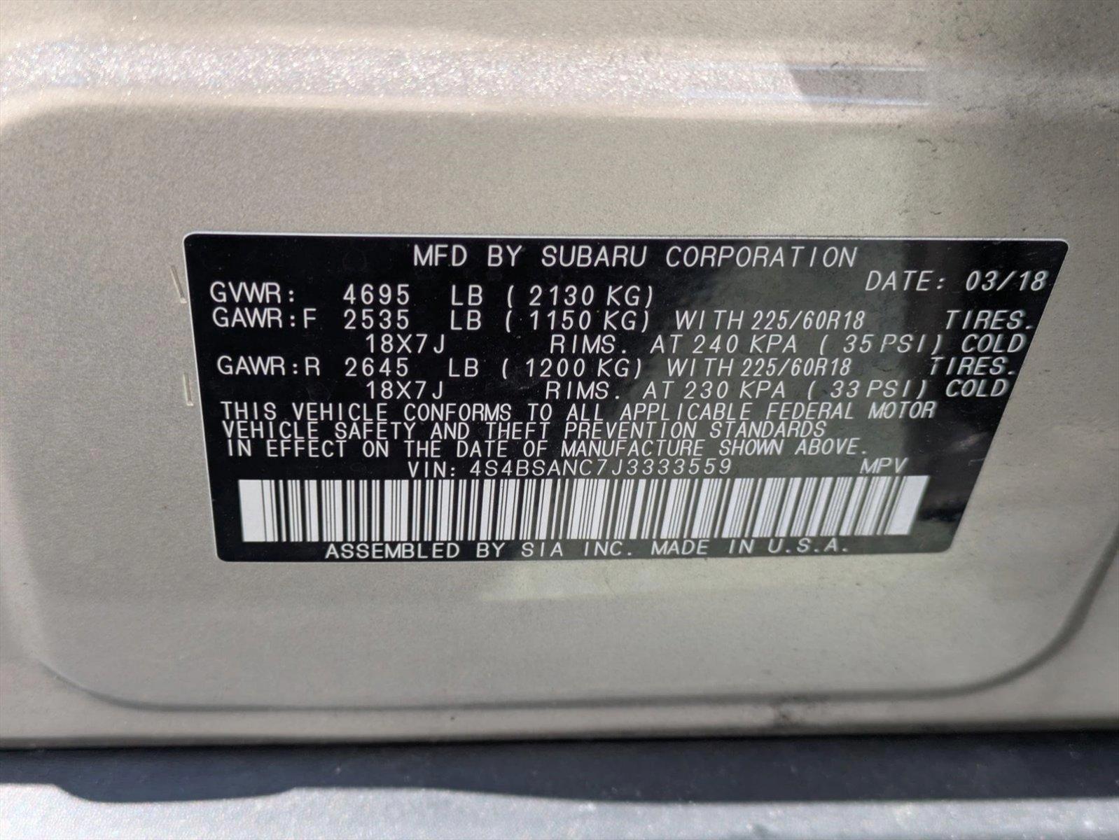2018 Subaru Outback Vehicle Photo in GREENACRES, FL 33463-3207