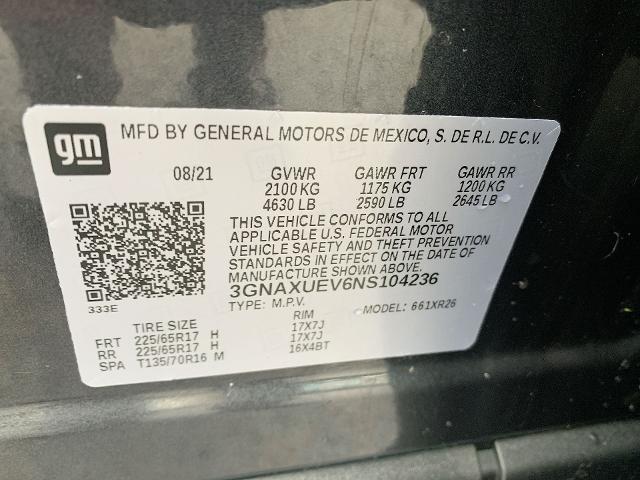 2022 Chevrolet Equinox Vehicle Photo in MOON TOWNSHIP, PA 15108-2571