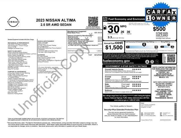 Certified 2023 Nissan Altima SR with VIN 1N4BL4CW3PN386083 for sale in Ardmore, PA