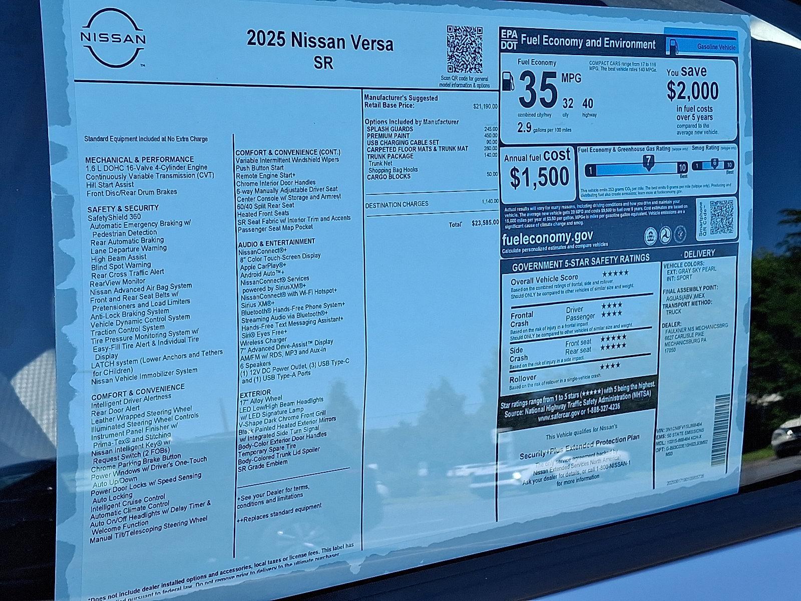 2025 Nissan Versa Vehicle Photo in Mechanicsburg, PA 17050-2306