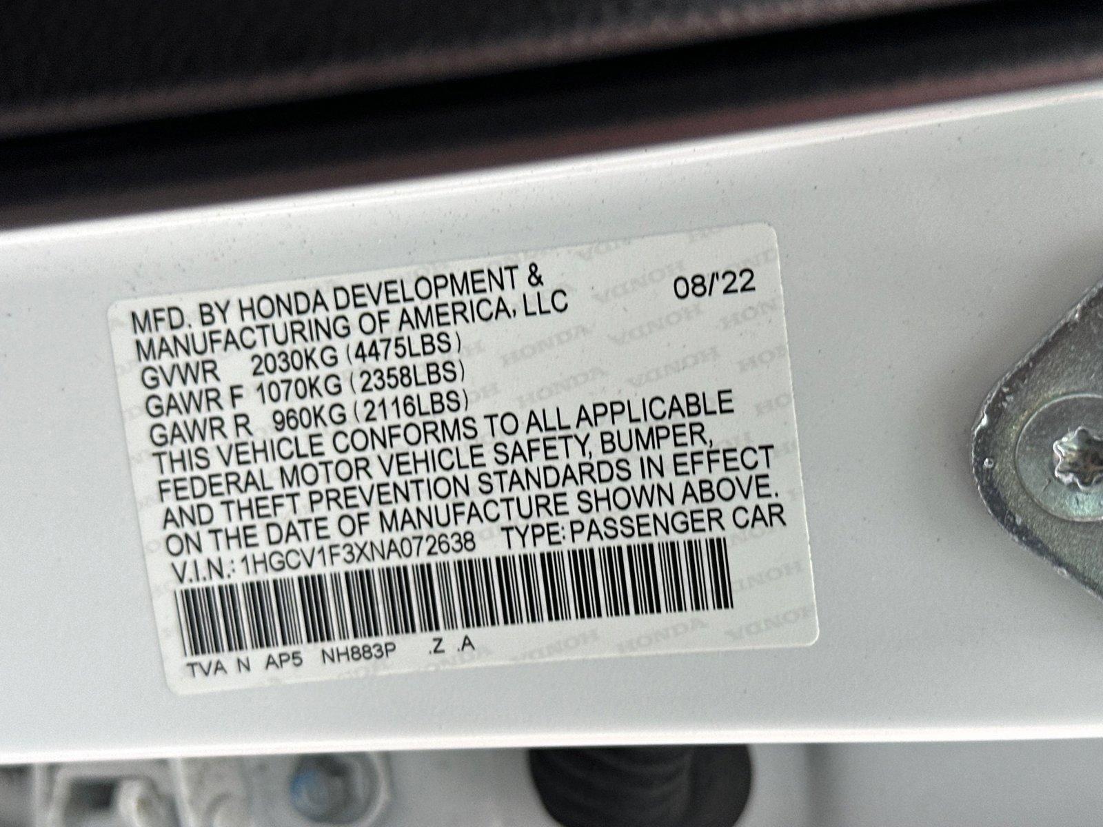 2022 Honda Accord Sedan Vehicle Photo in Hollywood, FL 33021