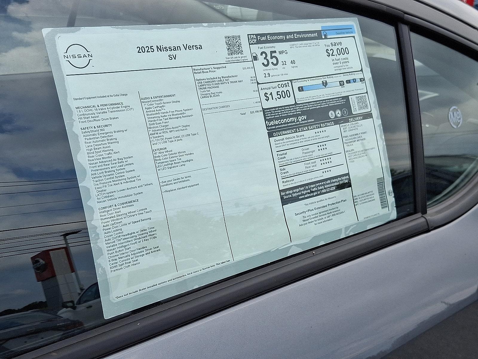 2025 Nissan Versa Vehicle Photo in Mechanicsburg, PA 17050-2306