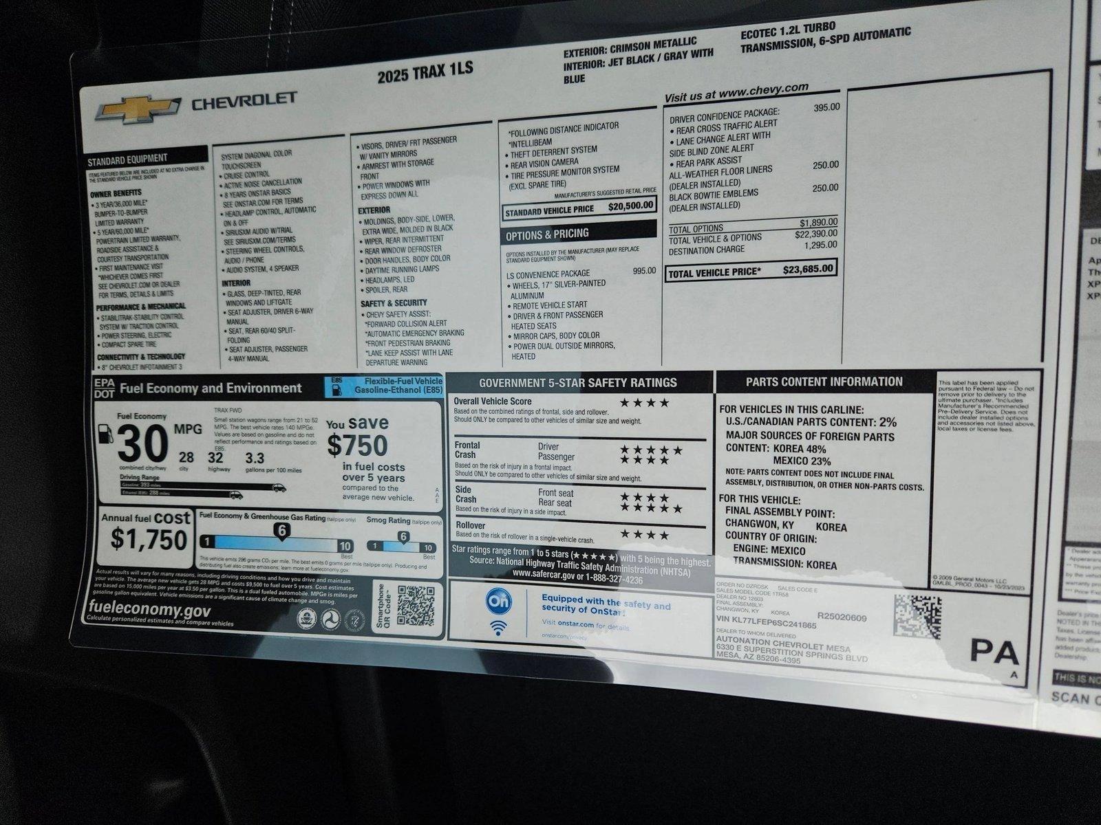 2025 Chevrolet Trax Vehicle Photo in MESA, AZ 85206-4395