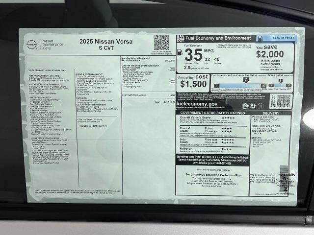 2025 Nissan Versa Vehicle Photo in Tulsa, OK 74129