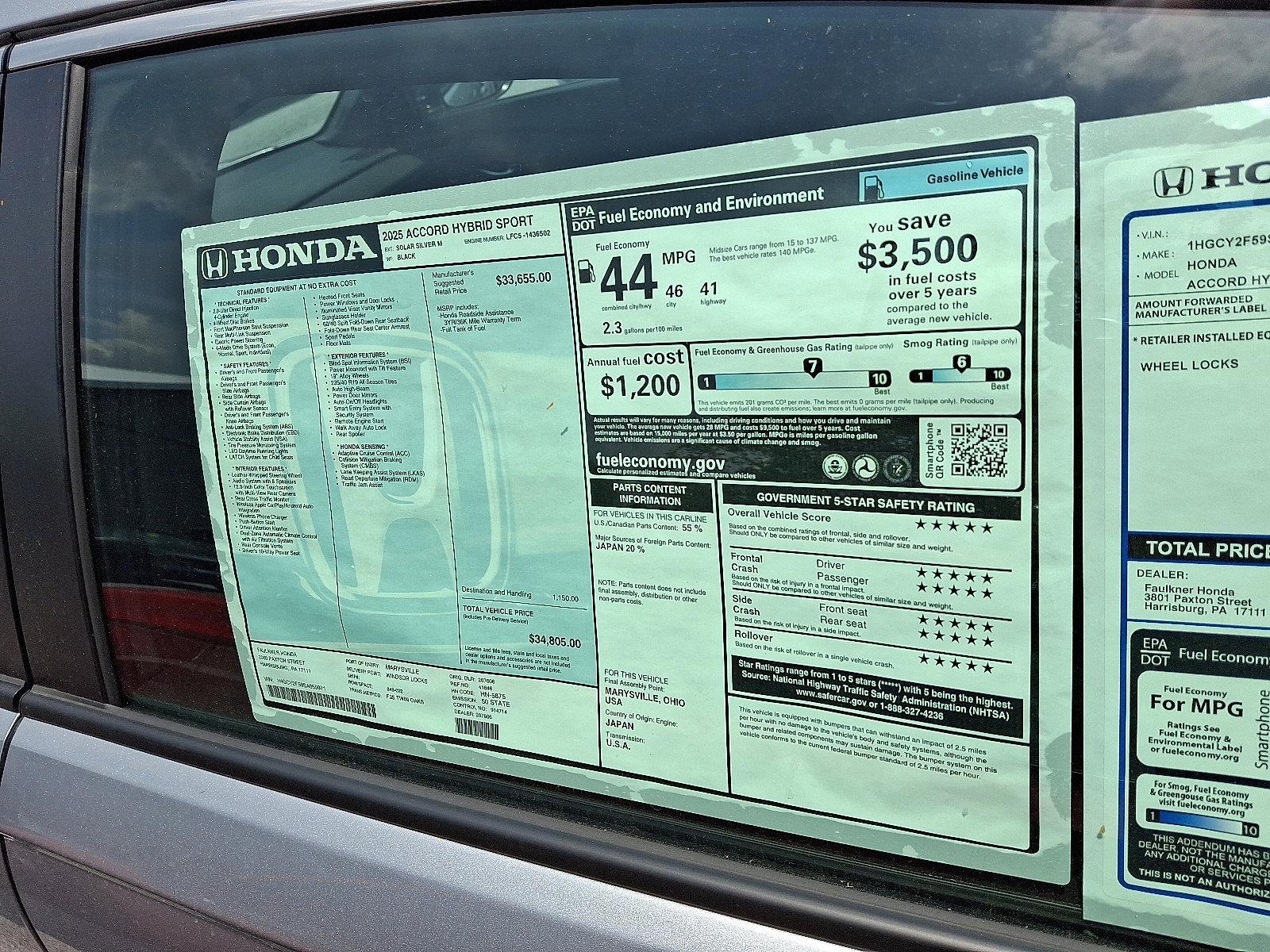 2025 Honda Accord Hybrid Vehicle Photo in Harrisburg, PA 17111