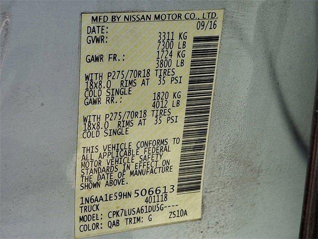 2017 Nissan Titan Vehicle Photo in LANCASTER, PA 17601-0000