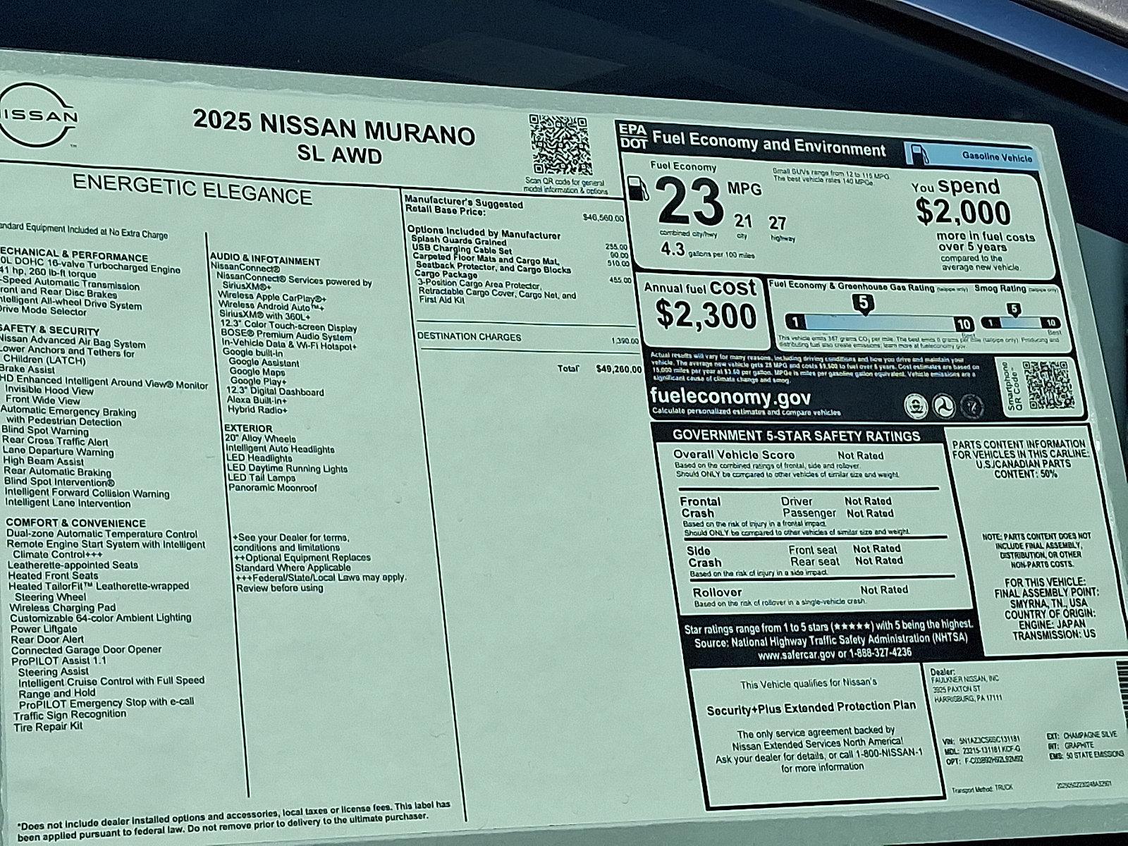 2025 Nissan Murano Vehicle Photo in Harrisburg, PA 17111-1033