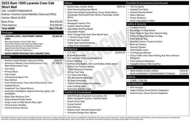 2022 Ram 1500 Vehicle Photo in DANBURY, CT 06810-5034