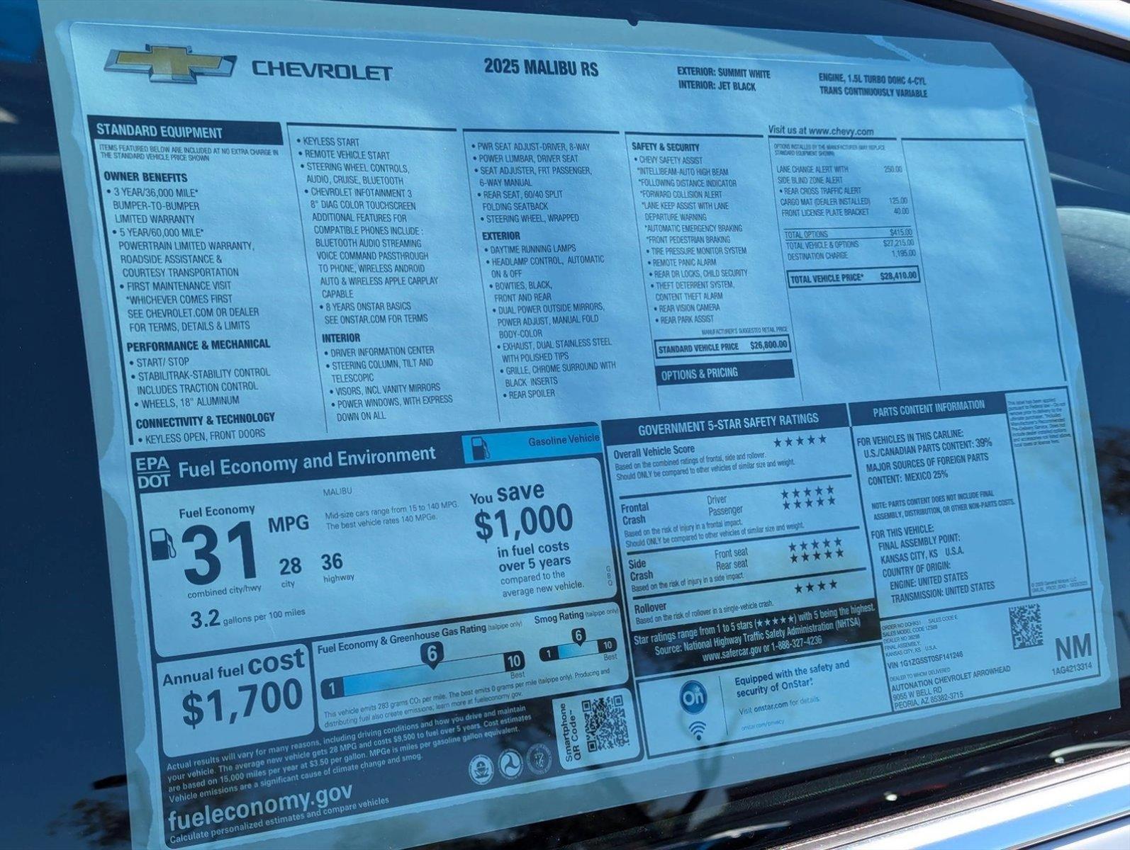 2025 Chevrolet Malibu Vehicle Photo in MESA, AZ 85206-4395