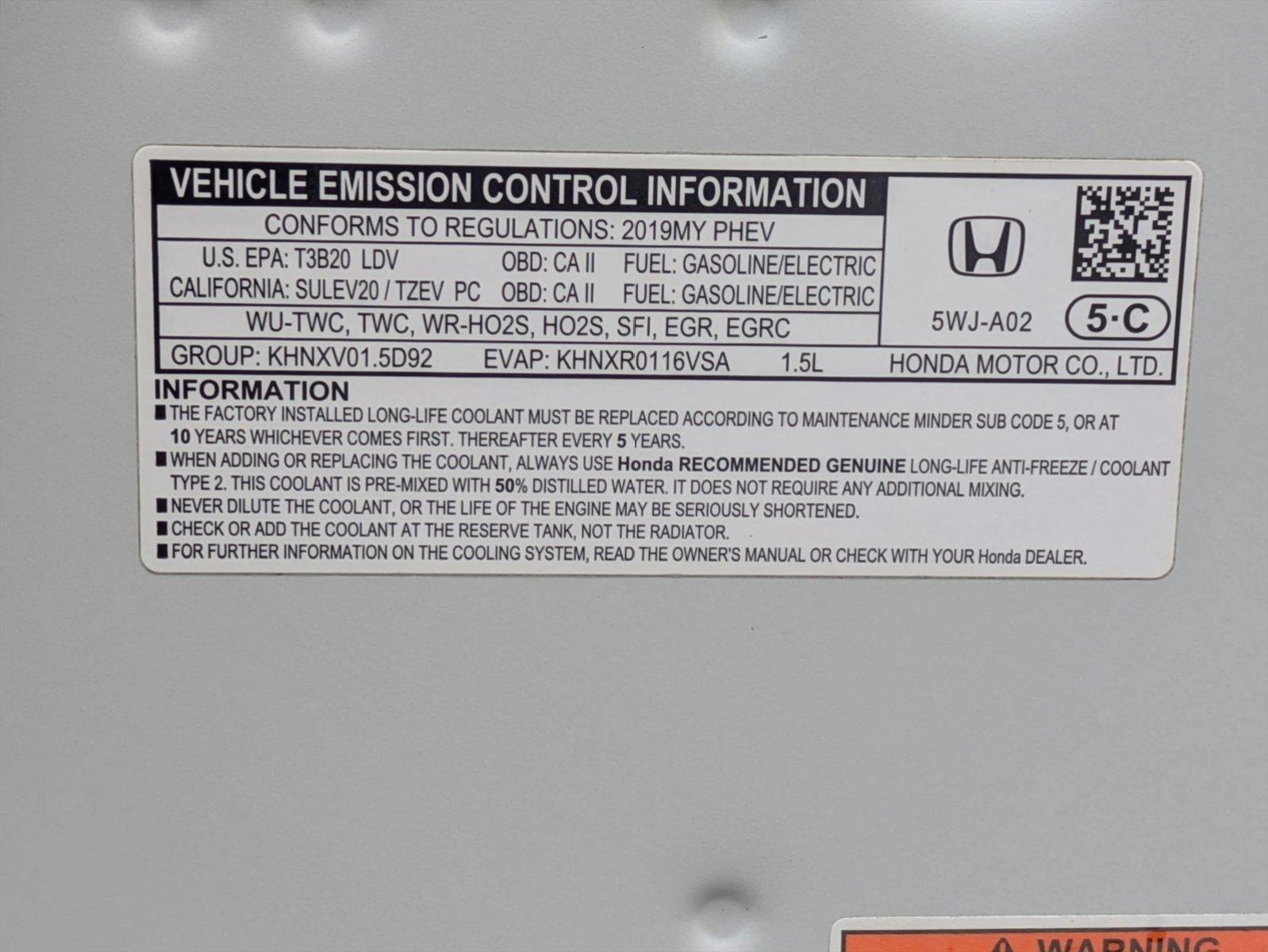 2019 Honda Clarity Plug-In Hybrid Vehicle Photo in Valencia, CA 91355-1794