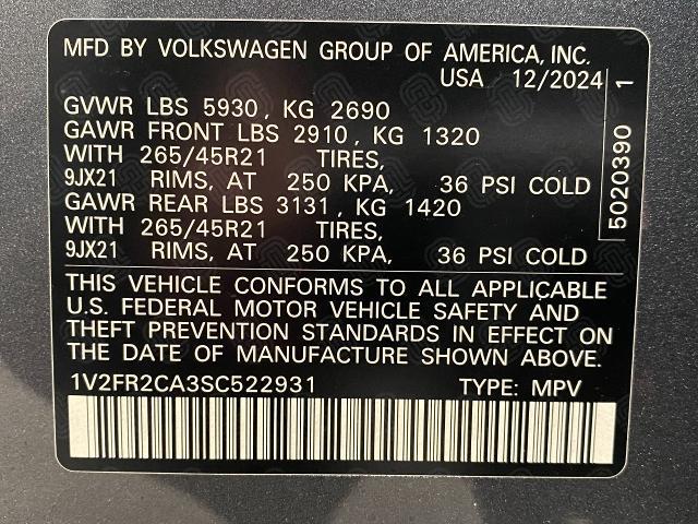 2025 Volkswagen Atlas Vehicle Photo in Appleton, WI 54913