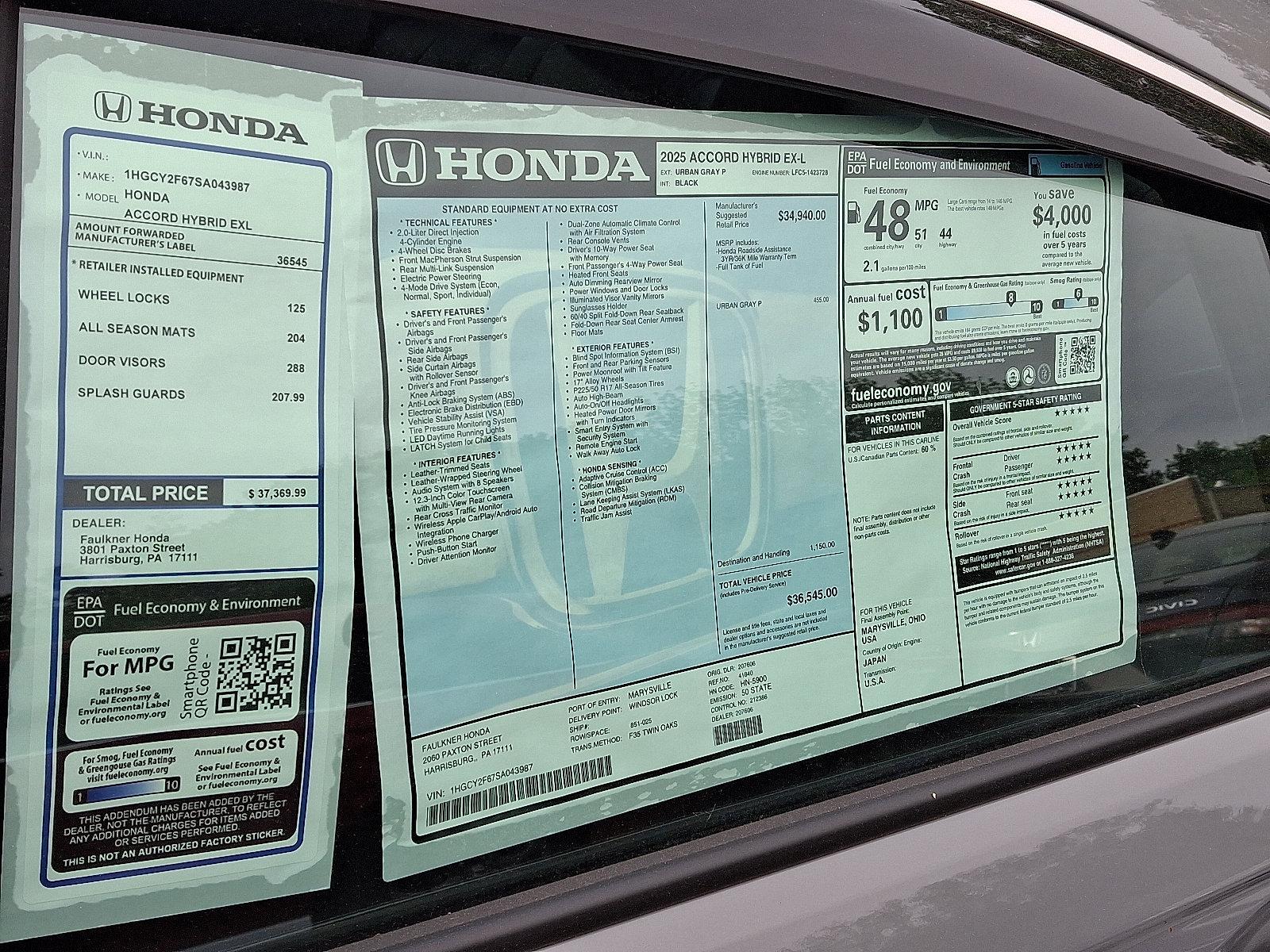 2025 Honda Accord Hybrid Vehicle Photo in Harrisburg, PA 17111