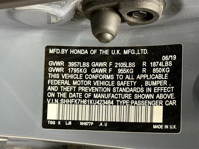 2019 Honda Civic Hatchback Vehicle Photo in EVERETT, WA 98203-5662