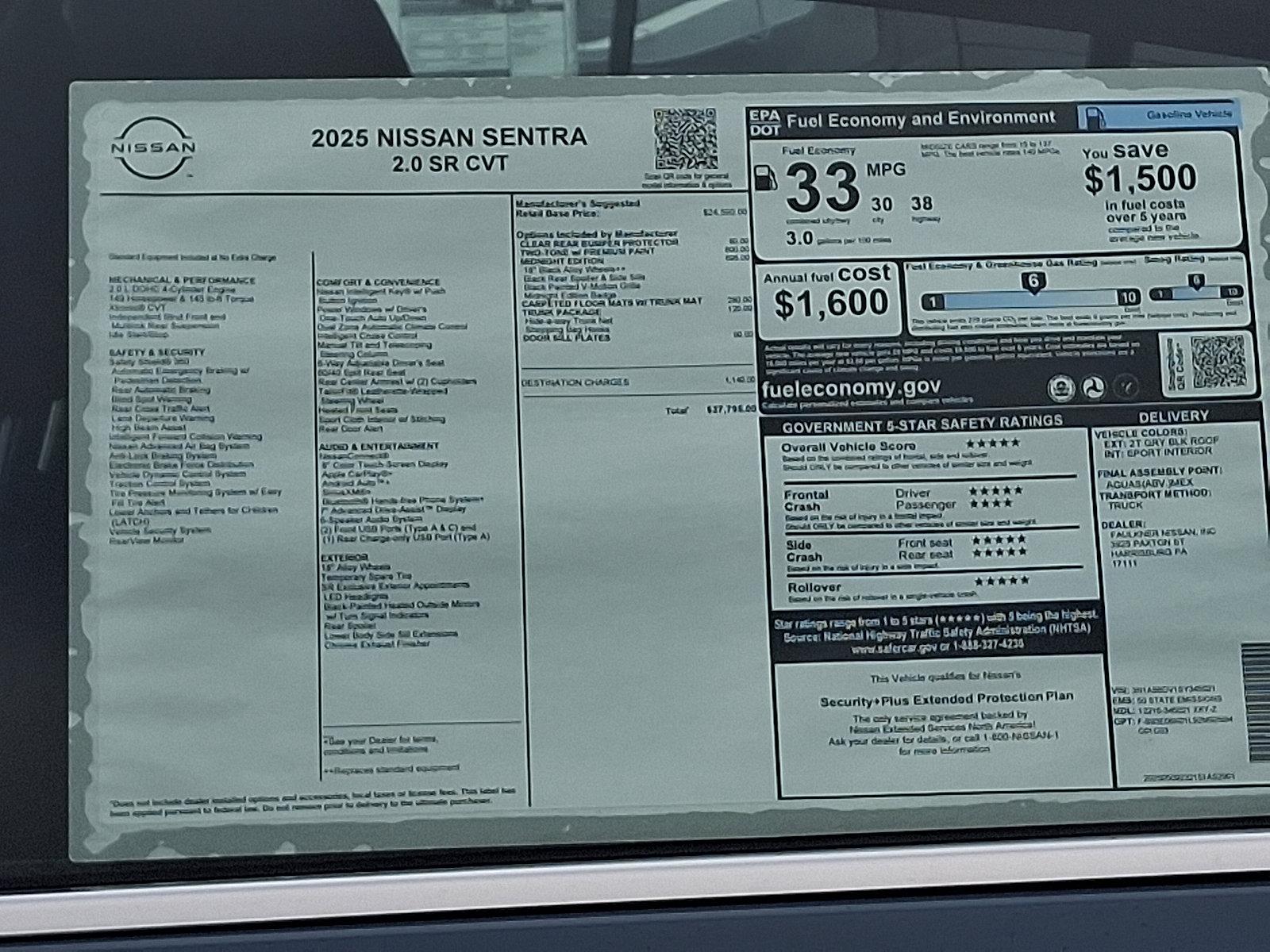 2025 Nissan Sentra Vehicle Photo in Harrisburg, PA 17111-1033