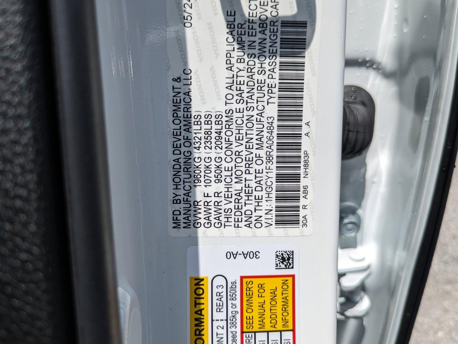 2024 Honda Accord Sedan Vehicle Photo in Clearwater, FL 33764