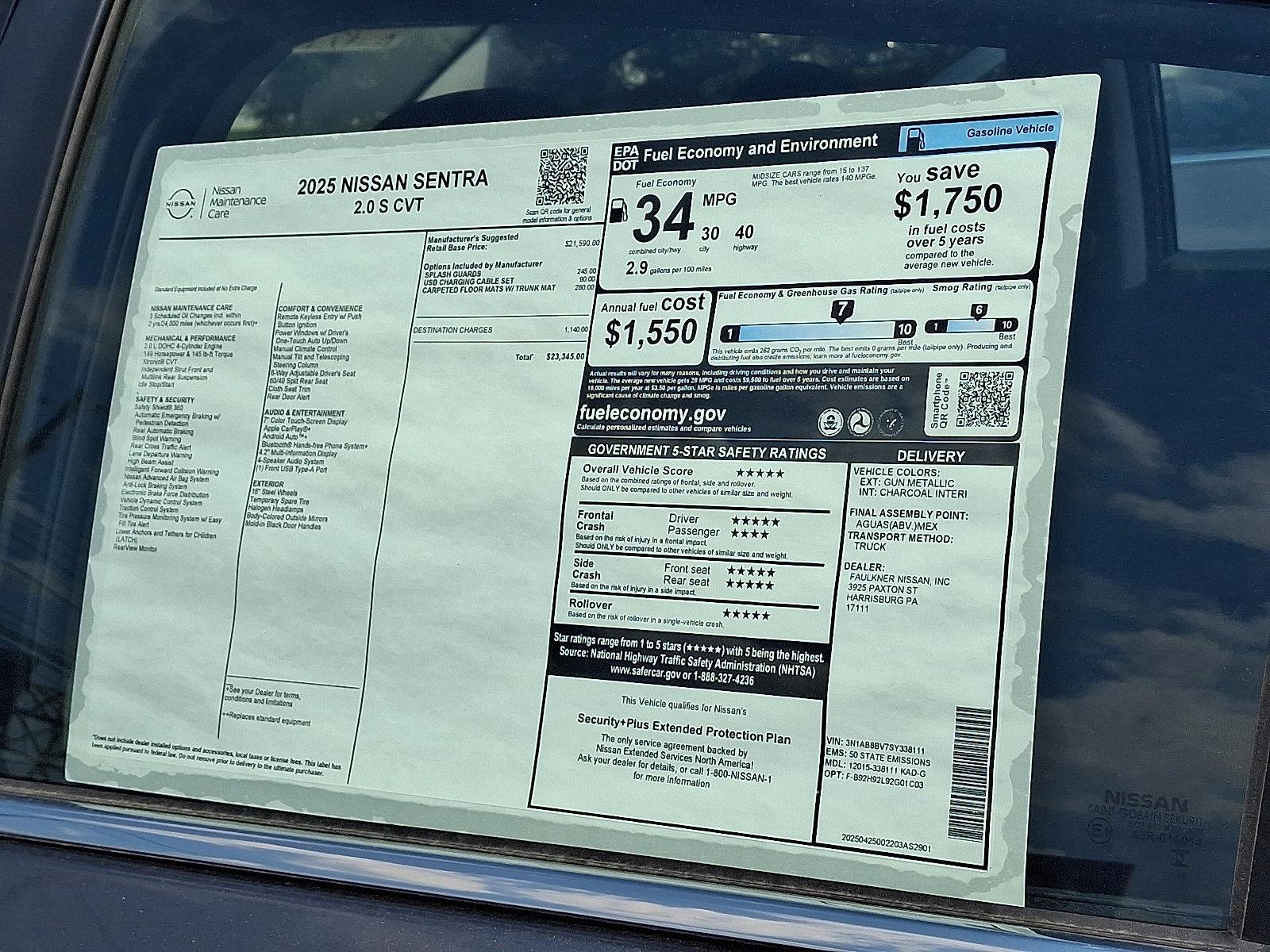 2025 Nissan Sentra Vehicle Photo in Harrisburg, PA 17111-1033