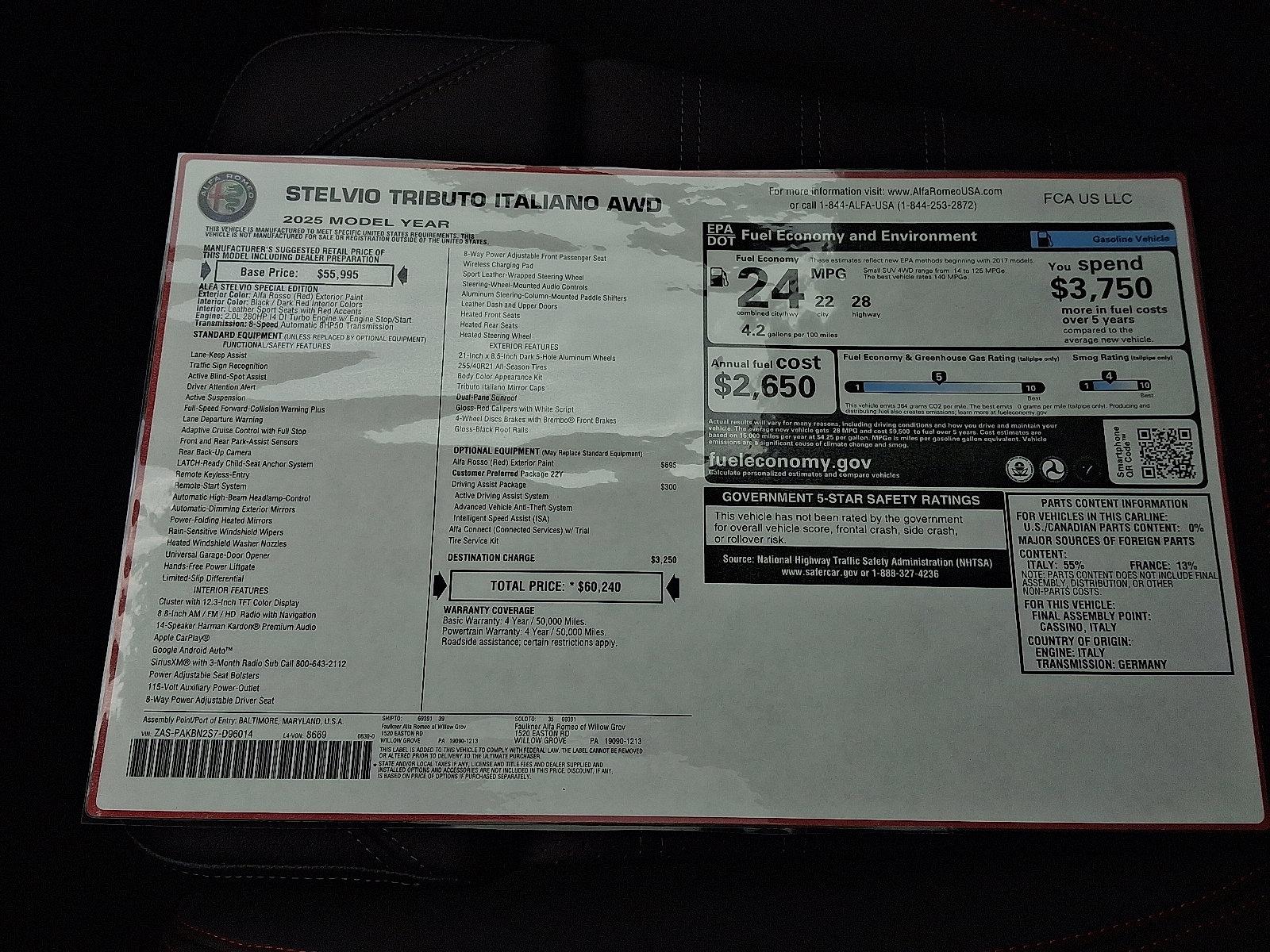 2025 Alfa Romeo Stelvio Vehicle Photo in Mechanicsburg, PA 17050