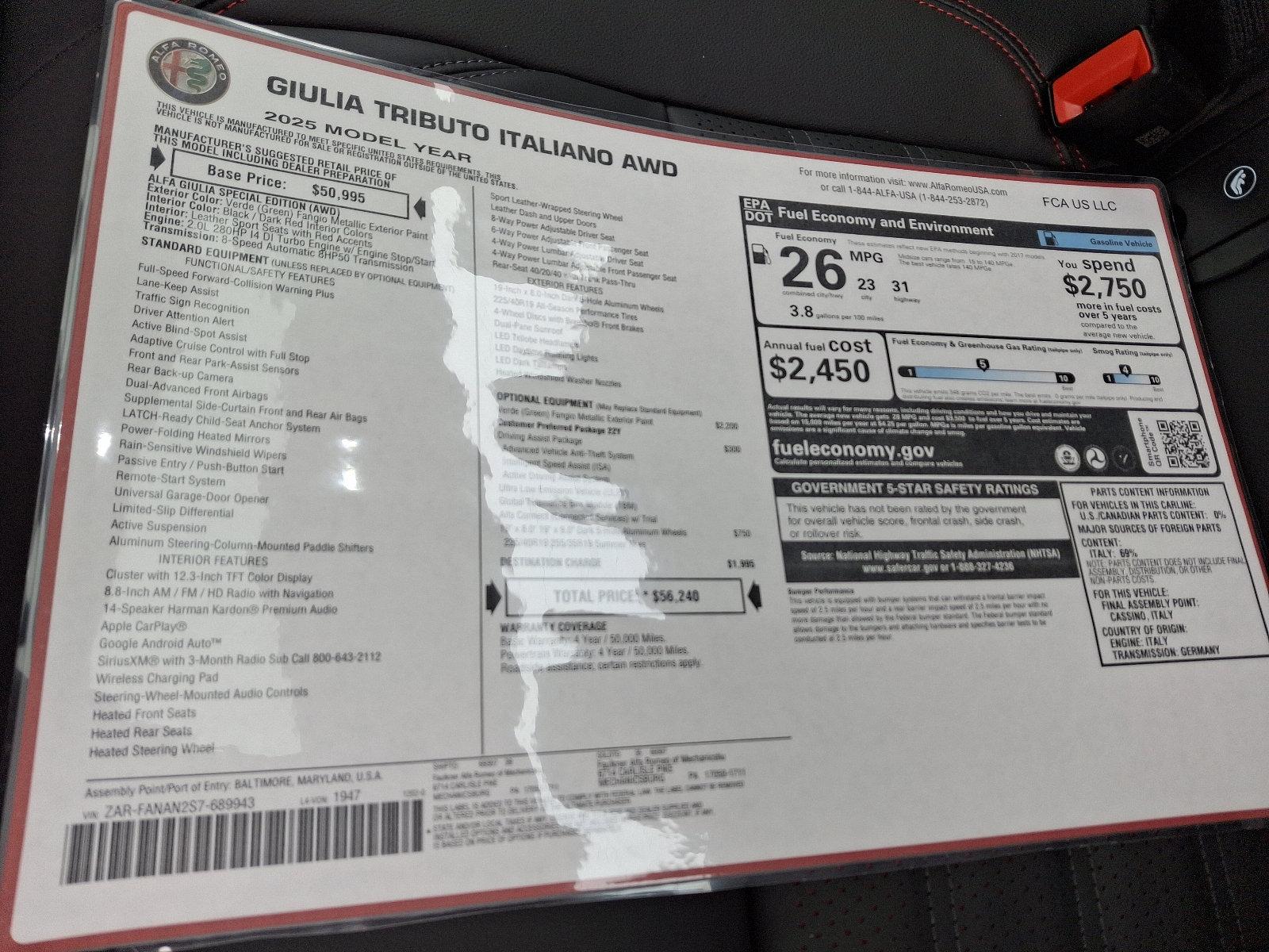 2025 Alfa Romeo Giulia Vehicle Photo in Mechanicsburg, PA 17050