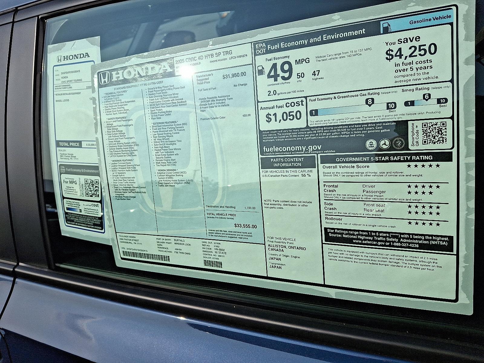 2025 Honda Civic Sedan Hybrid Vehicle Photo in Harrisburg, PA 17111