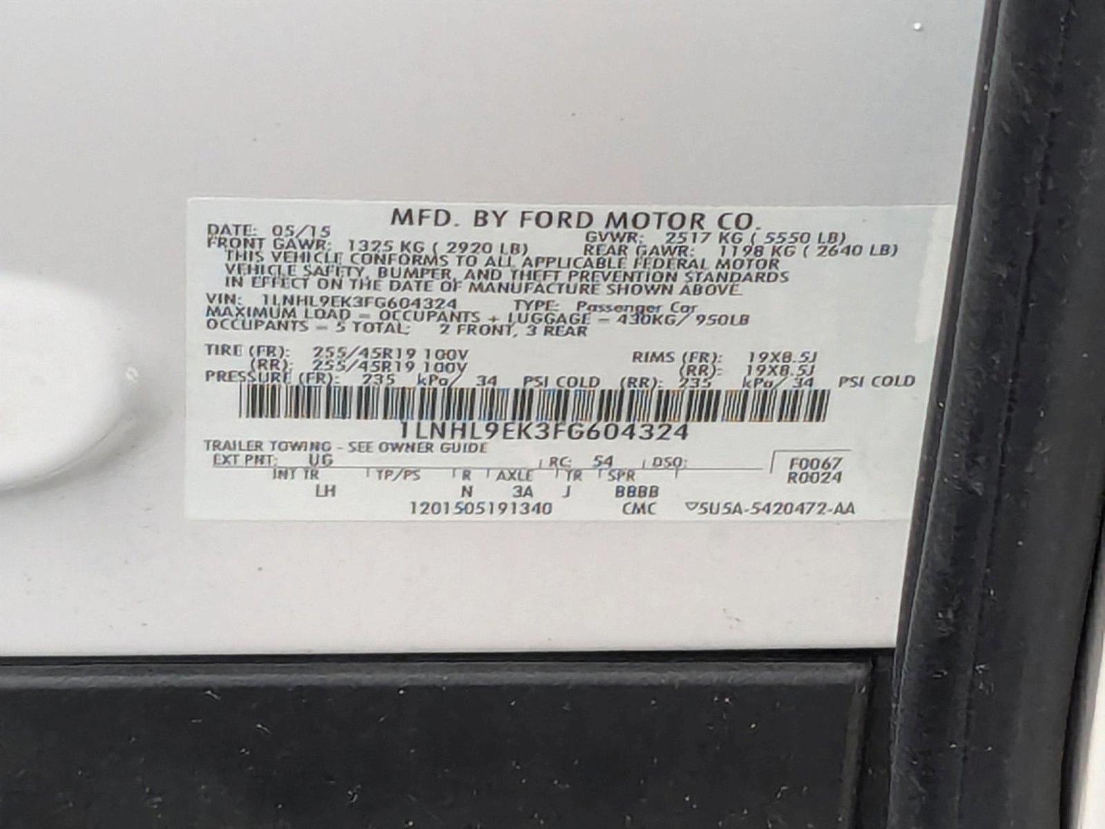 2015 Lincoln MKS Vehicle Photo in St. Petersburg, FL 33713
