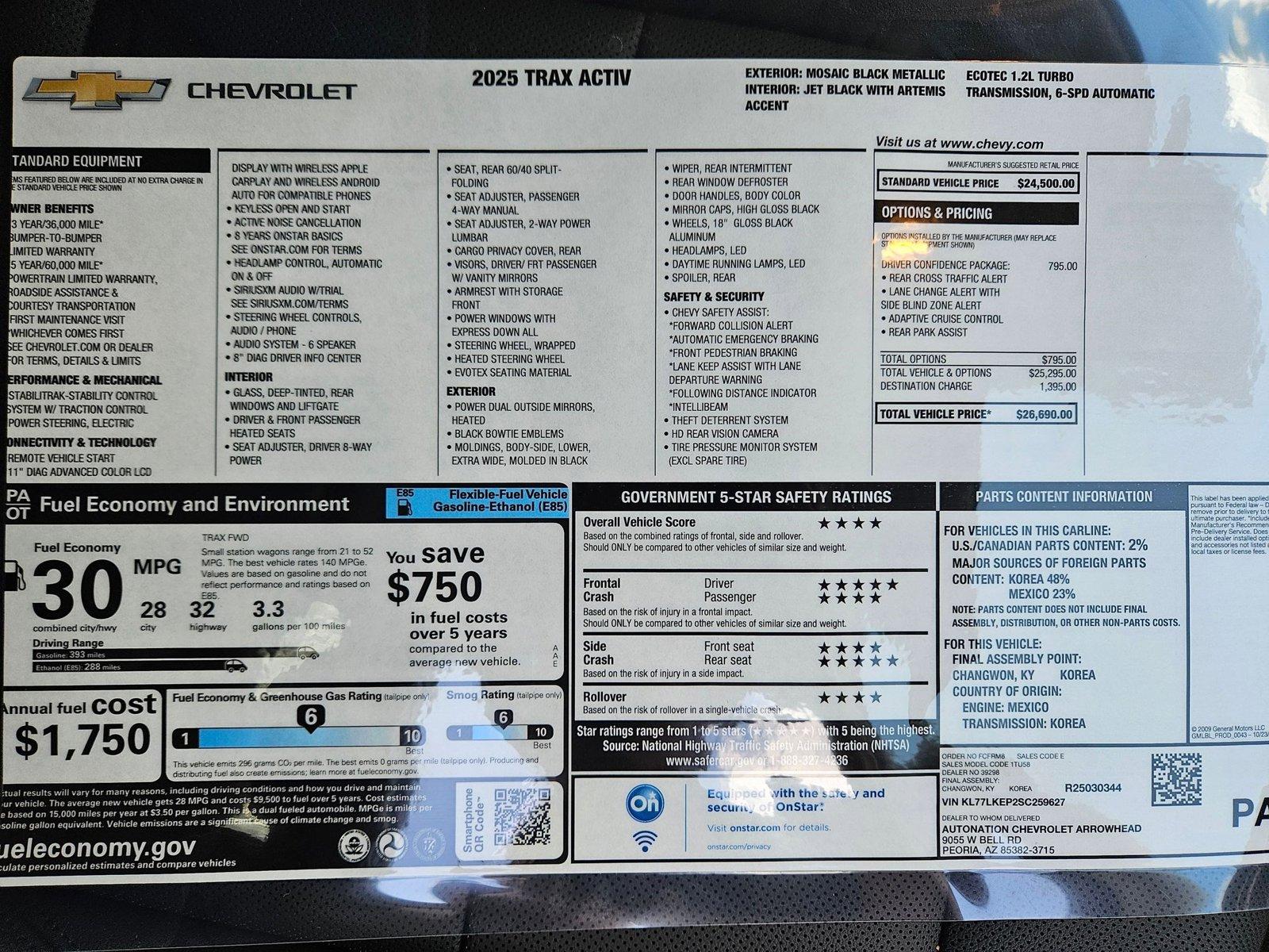 2025 Chevrolet Trax Vehicle Photo in PEORIA, AZ 85382-3715