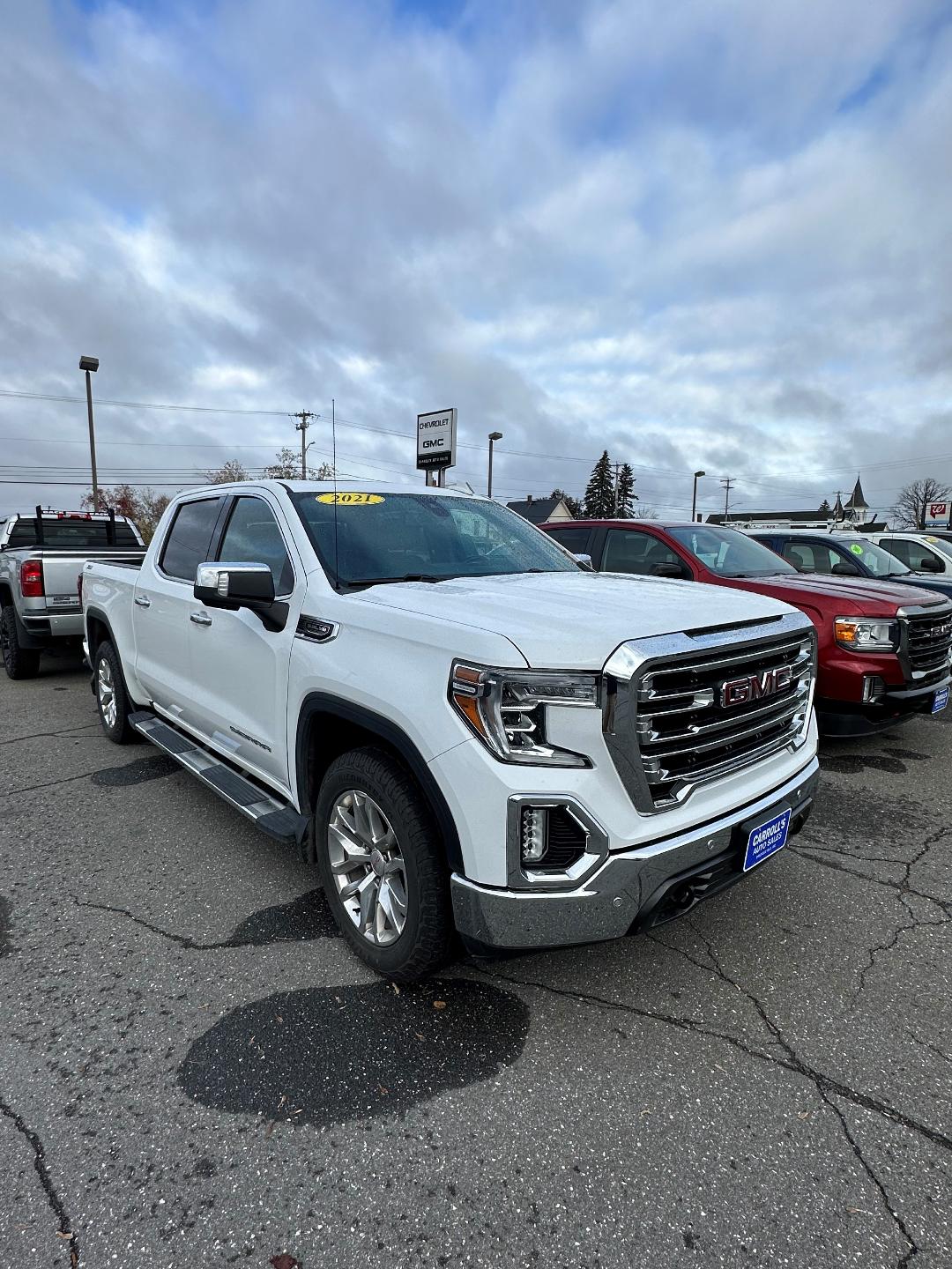 Used 2021 GMC Sierra 1500 SLT with VIN 3GTU9DED5MG251818 for sale in Presque Isle, ME