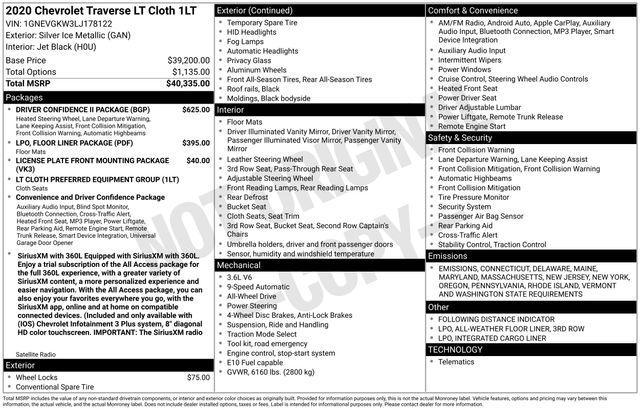 2020 Chevrolet Traverse Vehicle Photo in DANBURY, CT 06810-5034