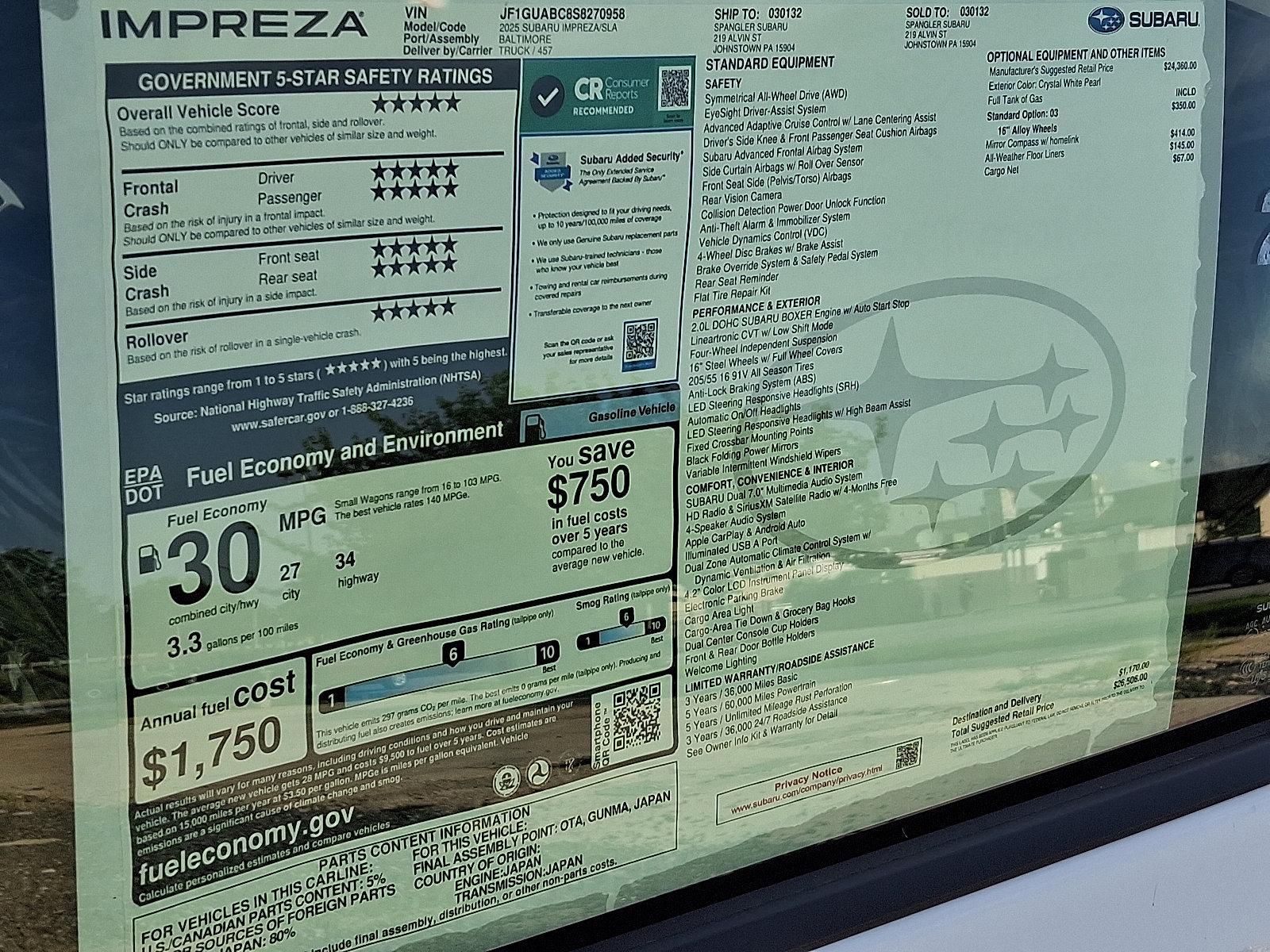 2025 Subaru Impreza Vehicle Photo in Harrisburg, PA 17111