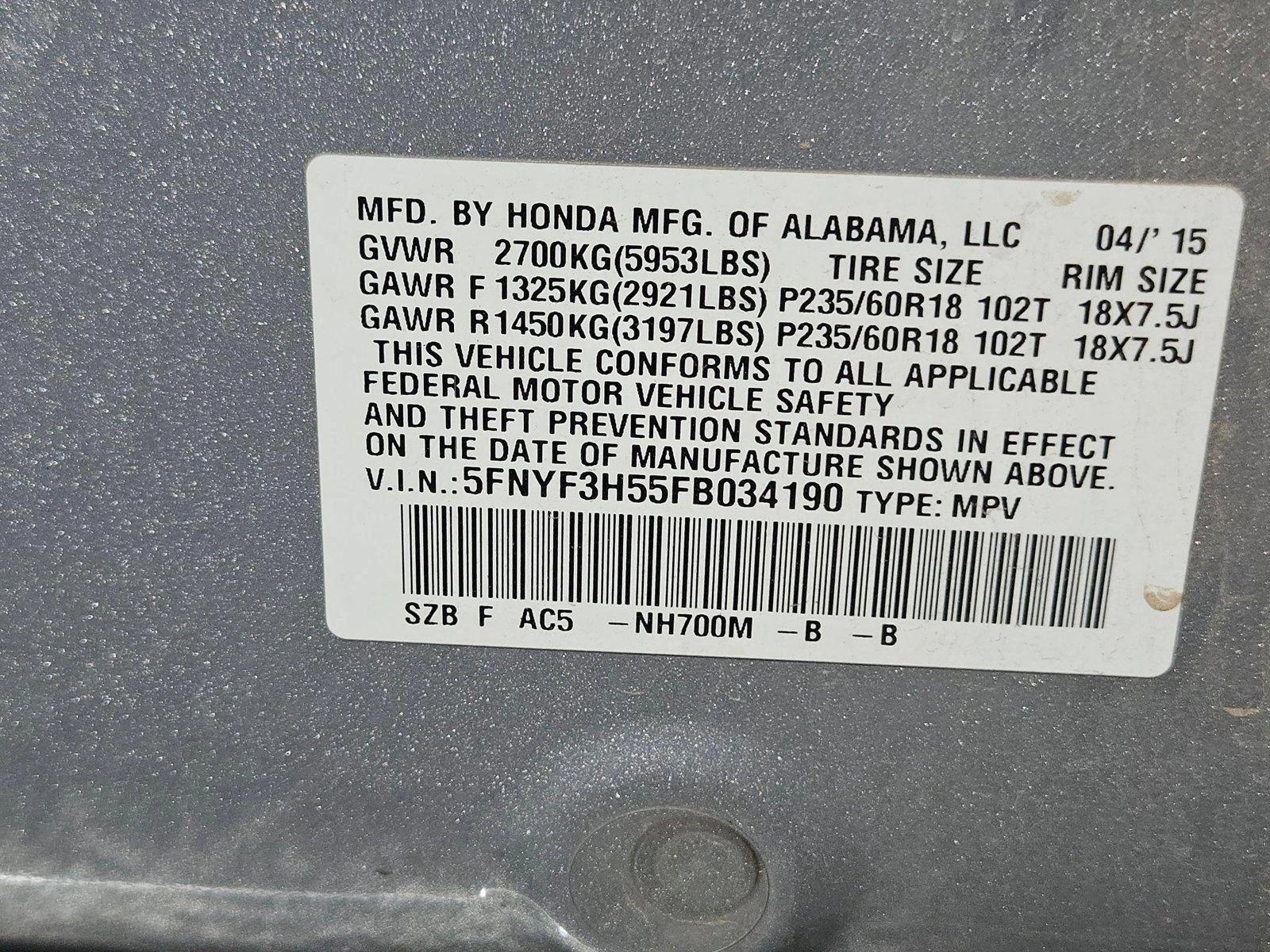2015 Honda Pilot Vehicle Photo in GILBERT, AZ 85297-0446