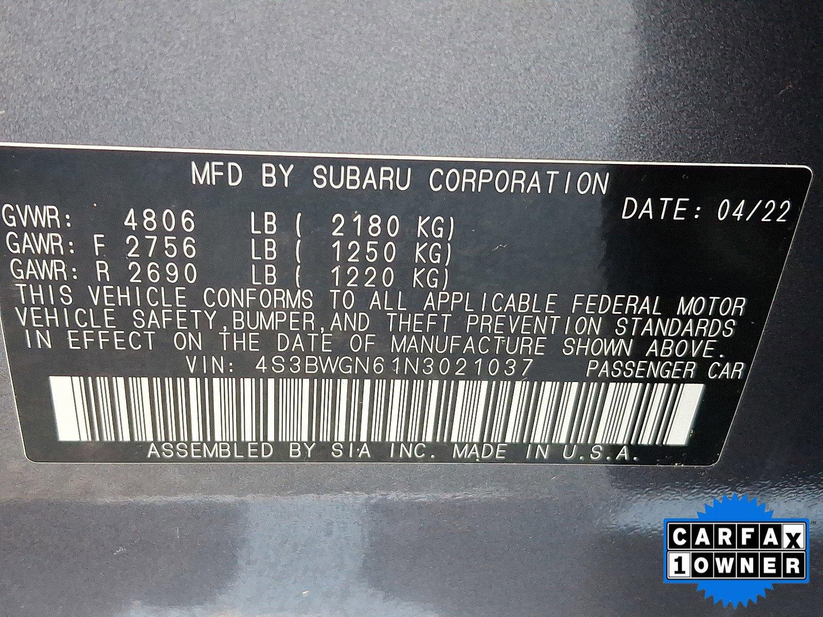 2022 Subaru Legacy Vehicle Photo in Harrisburg, PA 17111