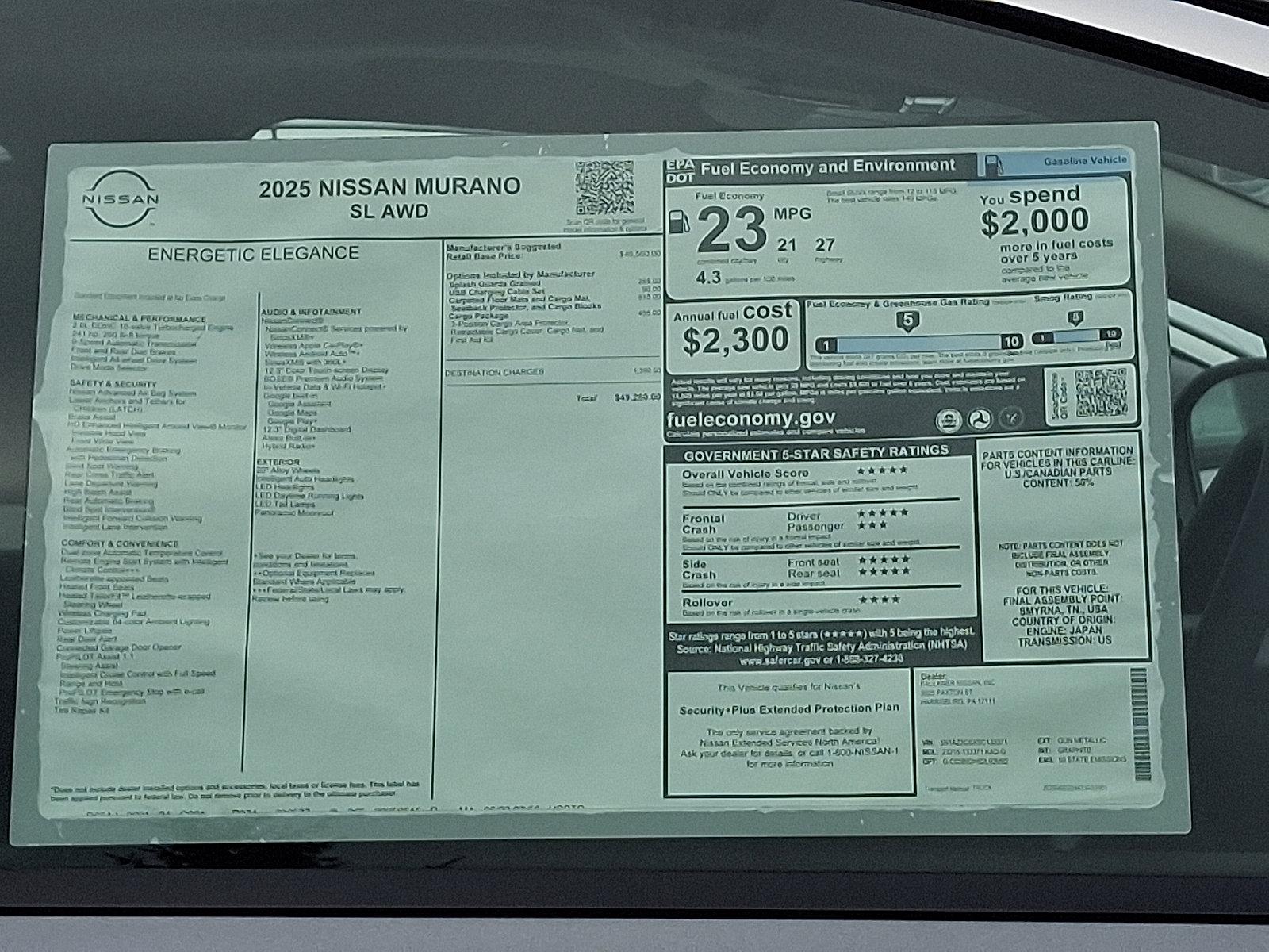 2025 Nissan Murano Vehicle Photo in Harrisburg, PA 17111-1033