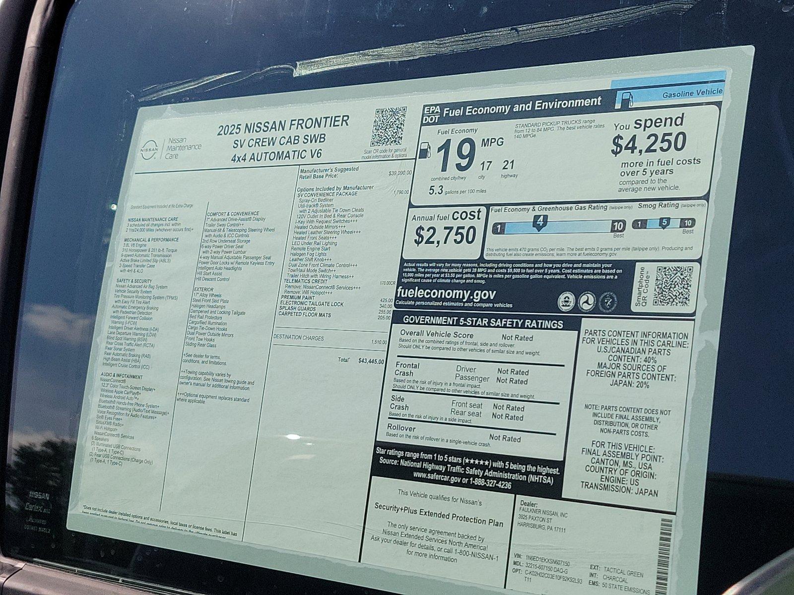 2025 Nissan Frontier Vehicle Photo in Harrisburg, PA 17111-1033