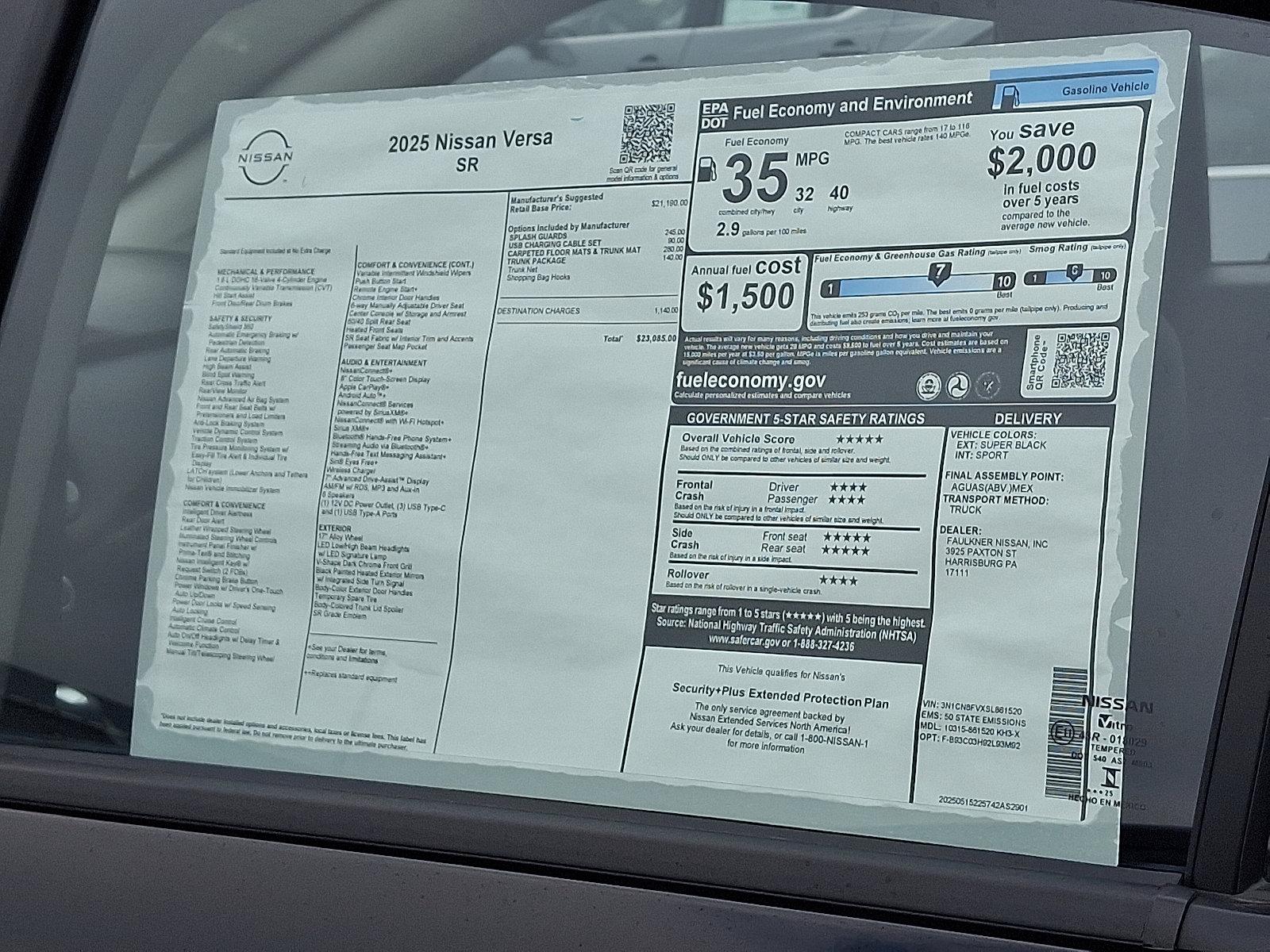 2025 Nissan Versa Vehicle Photo in Harrisburg, PA 17111-1033